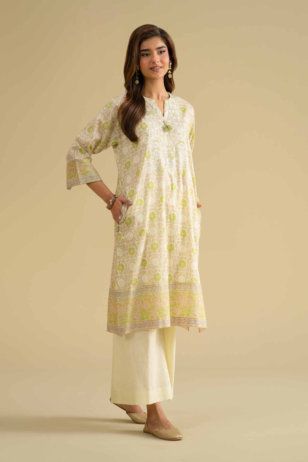 2 Piece - Printed Embroidered Suit - KFE26-63Yellow Lawn 2PC Embroidered Nishat Australia