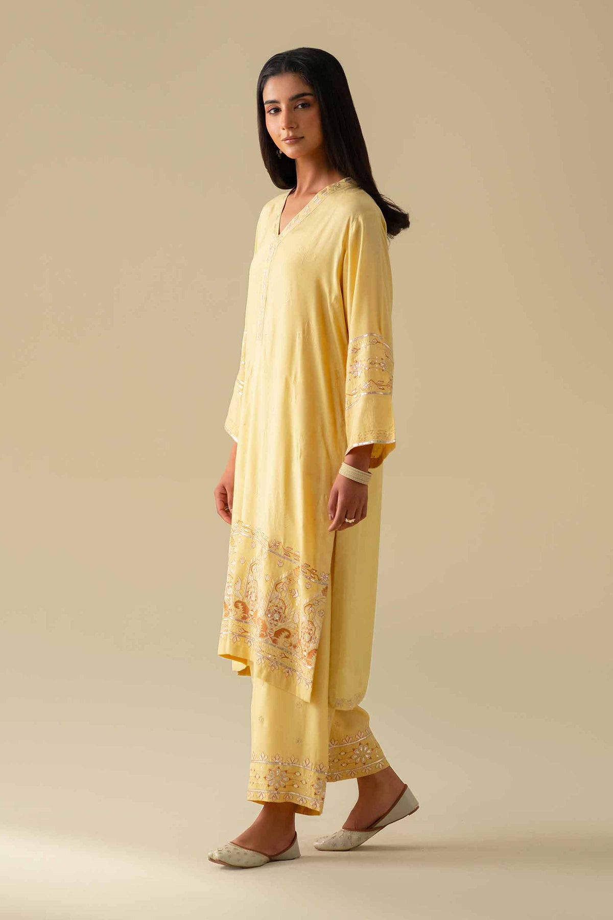 2 Piece - Embroidered Suit - KFE26-68Yellow Silk 2PC Embroidered Nishat Australia