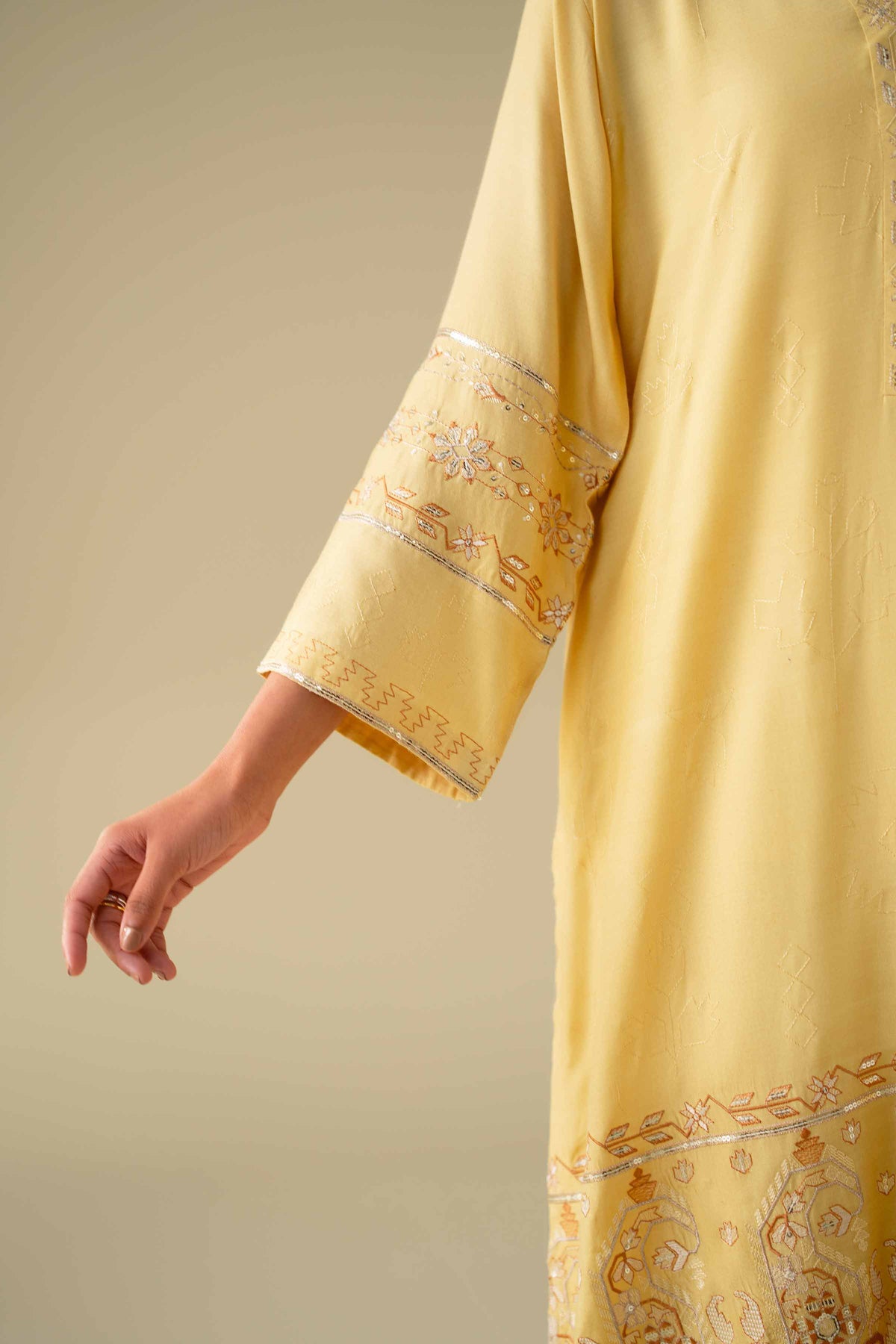 2 Piece - Embroidered Suit - KFE26-68Yellow Silk 2PC Embroidered Nishat Australia