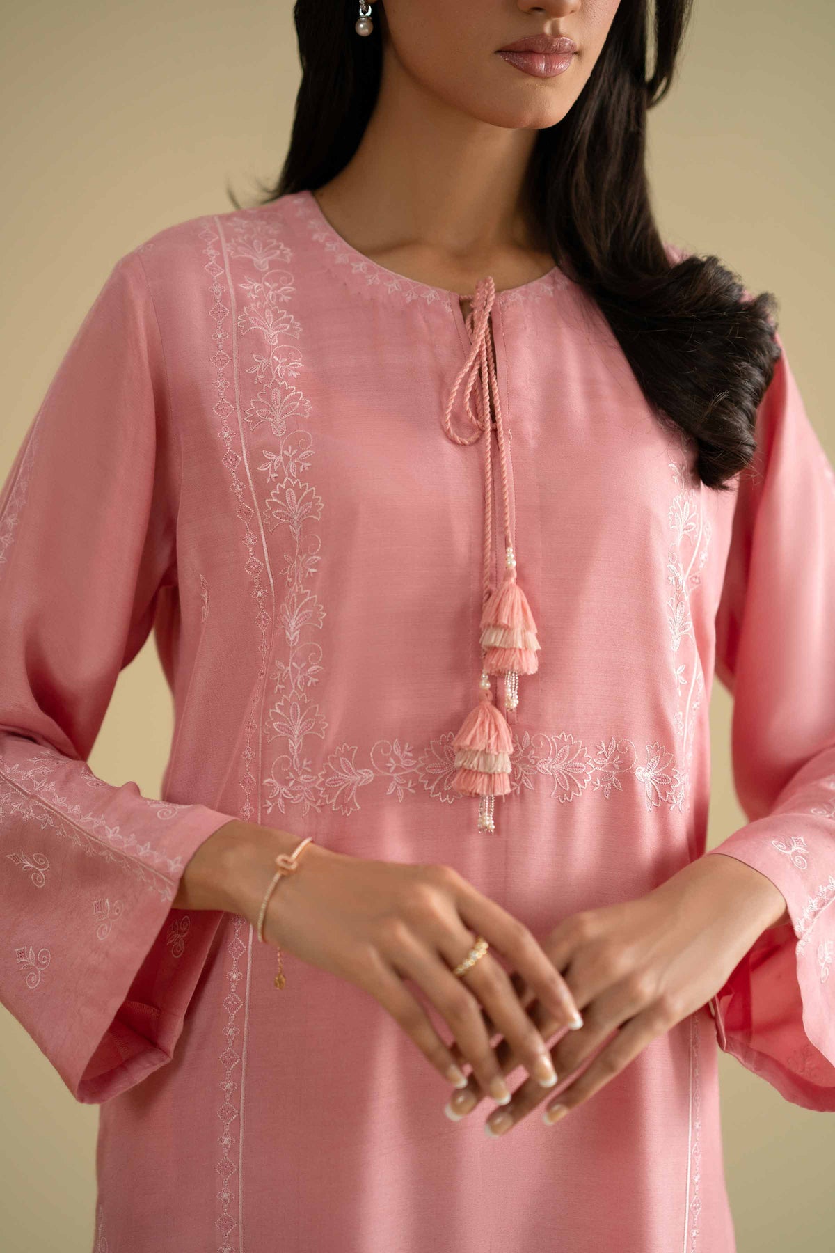 2 Piece - Embroidered Suit - KFE26-69Pink Silk 2PC Embroidered Nishat Australia