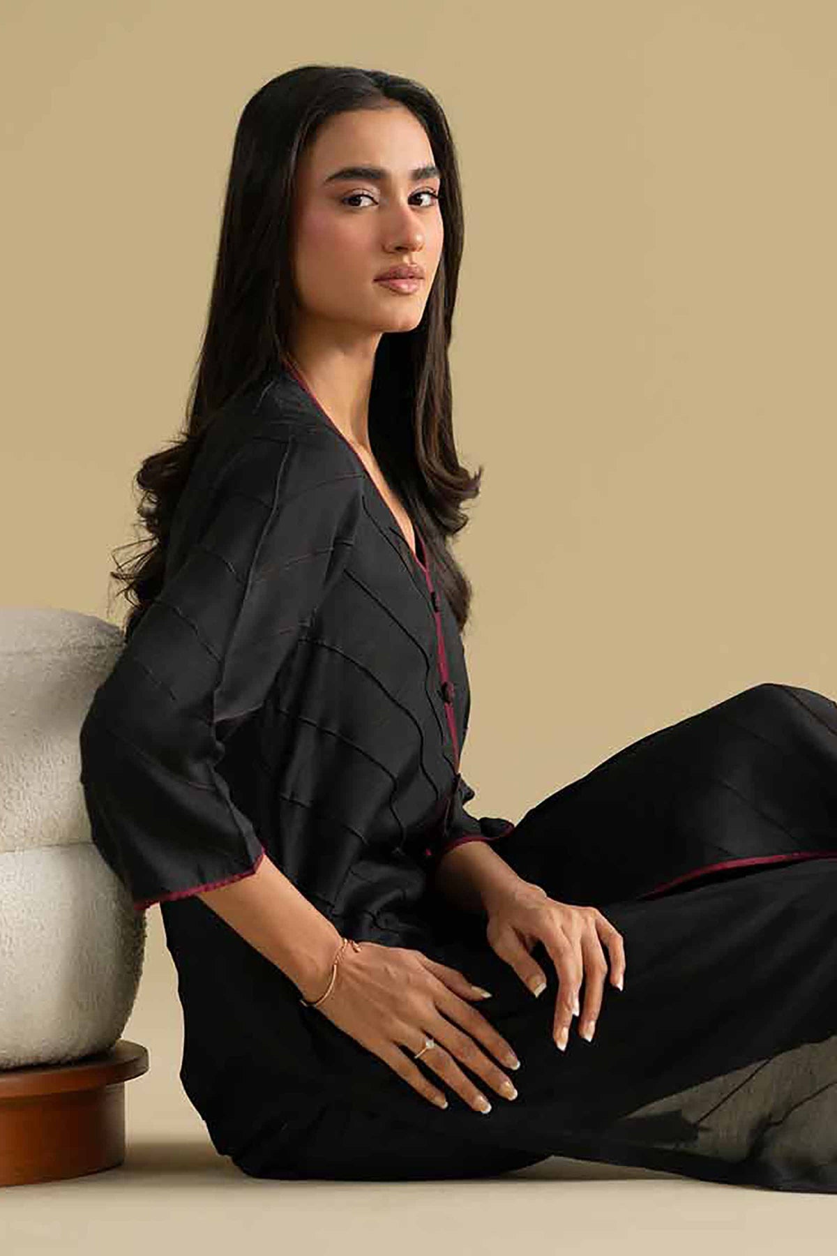2 Piece - Embroidered Suit - KFE26-70Black Silk 2PC Solids Nishat Australia