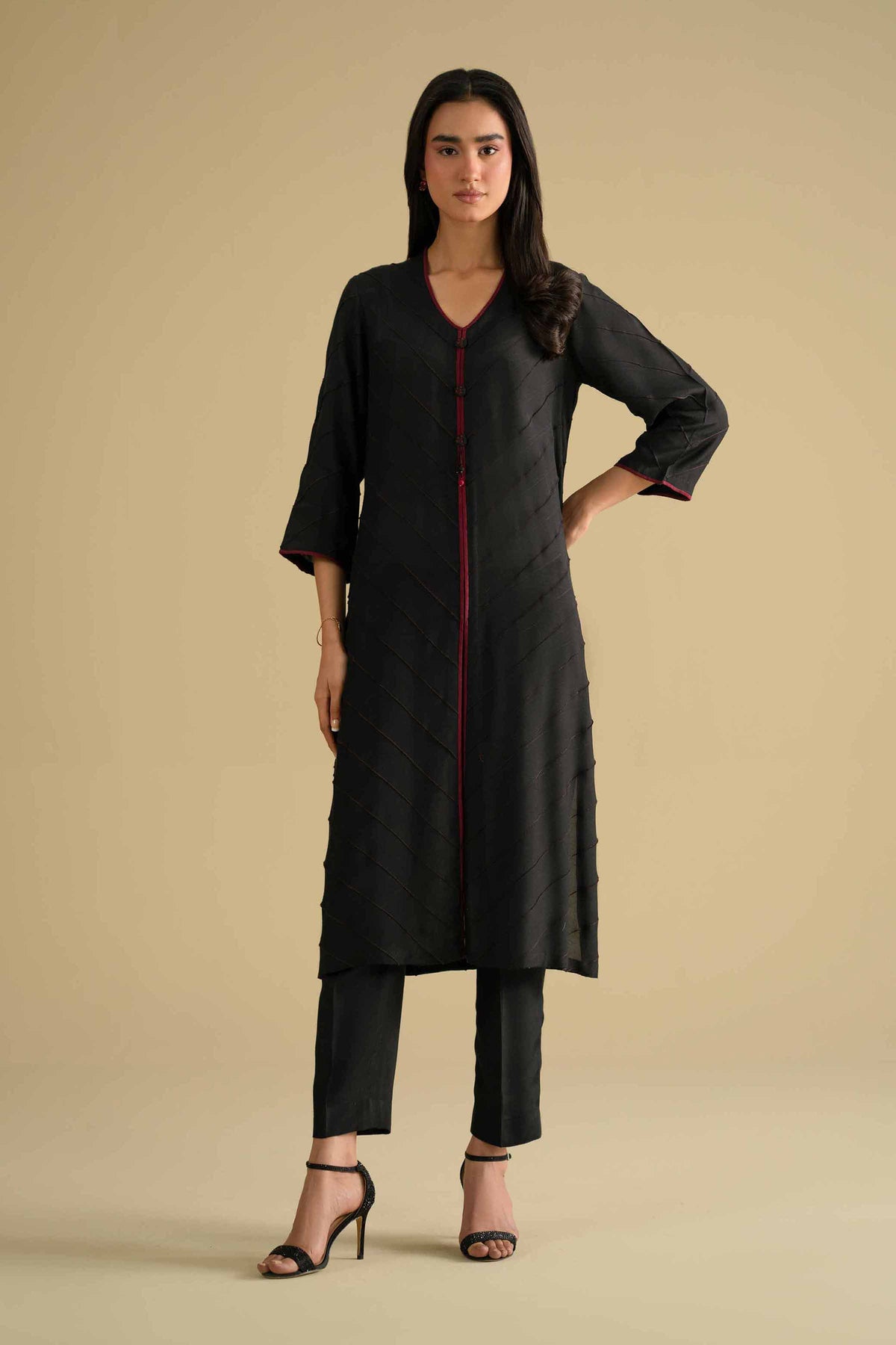 2 Piece - Embroidered Suit - KFE26-70Black Silk 2PC Solids Nishat Australia