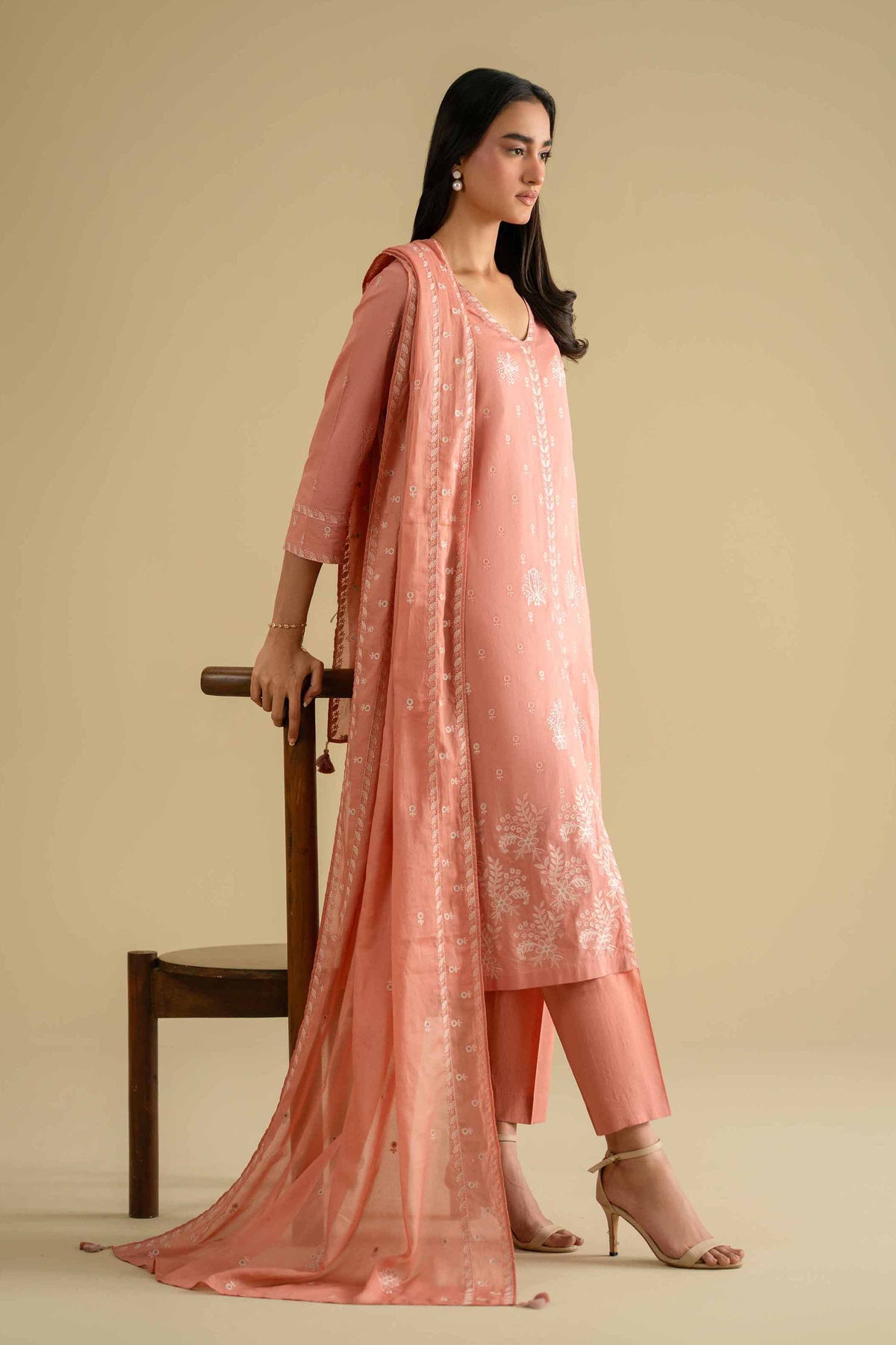 3 Piece - Embroidered Suit - KFE26-75Orange Cambric 3PC Embroidered Nishat Australia
