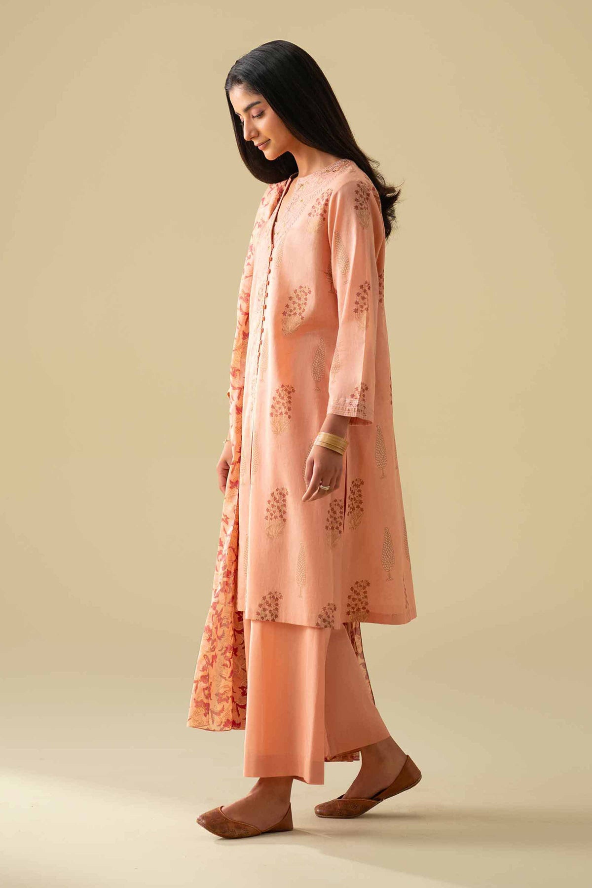 3 Piece - Printed Embroidered Suit - KFE26-77Orange Lawn 3PC Embroidered Nishat Australia