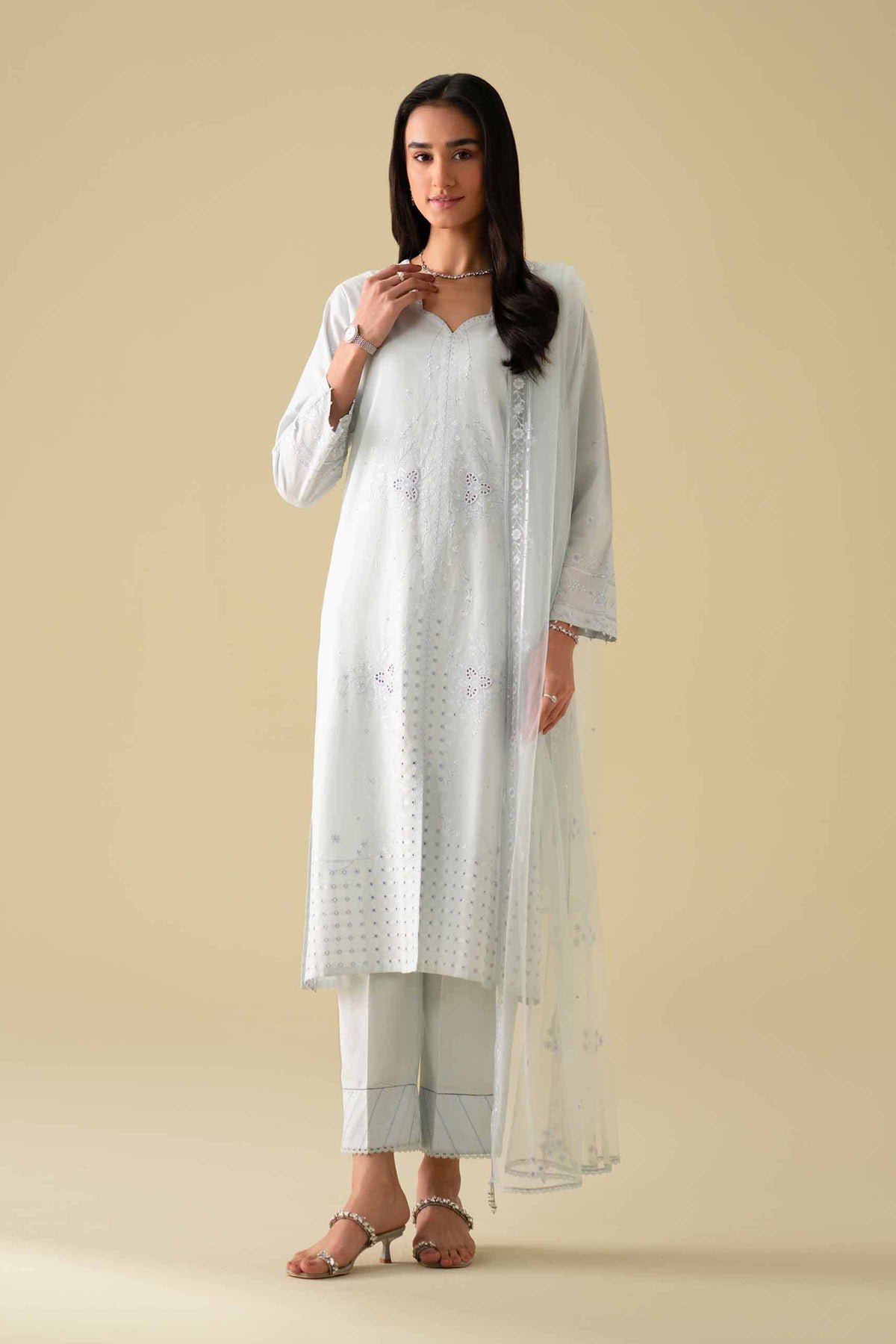 3 Piece - Embroidered Suit - KFE26-79Blue Cambric 3PC Embroidered Nishat Australia