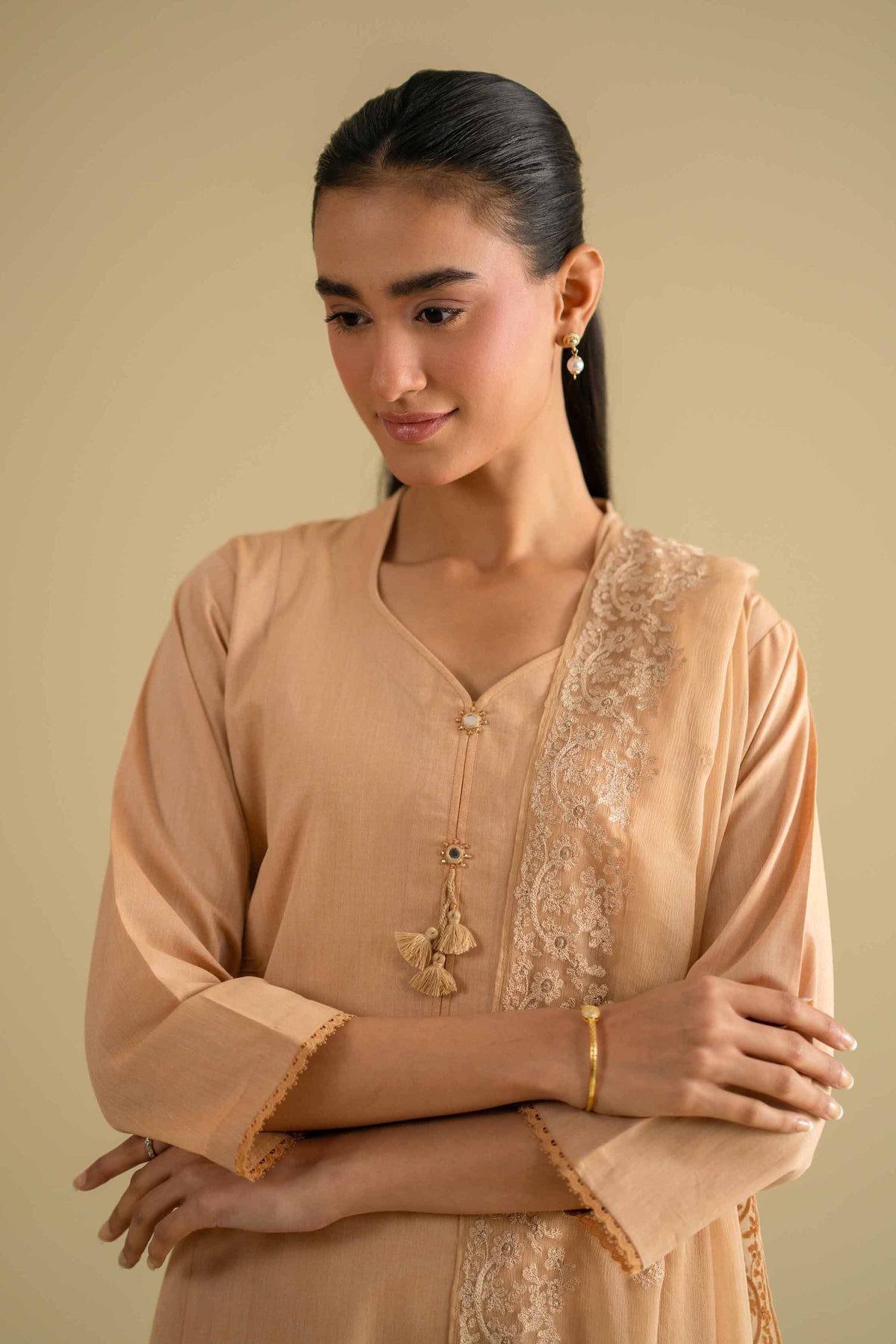 3 Piece - Embroidered Suit - KFE26-81Orange Yarn Dyed 3PC Embroidered Nishat Australia