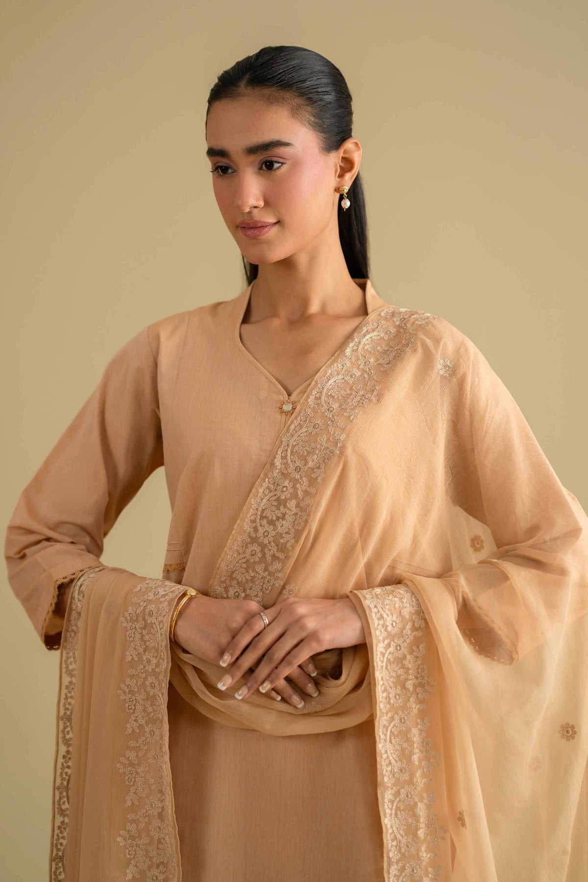 3 Piece - Embroidered Suit - KFE26-81Orange Yarn Dyed 3PC Embroidered Nishat Australia