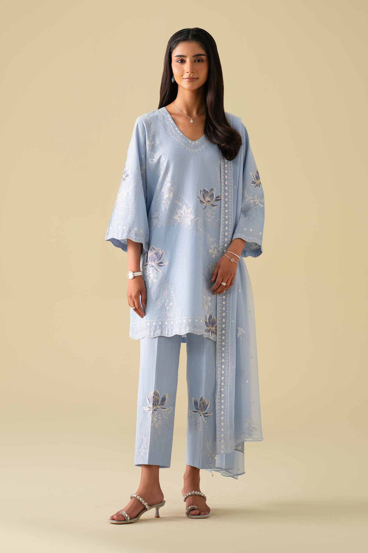 3 Piece - Embroidered Suit - KFE26-85Blue Cambric 3PC Embroidered Nishat Australia