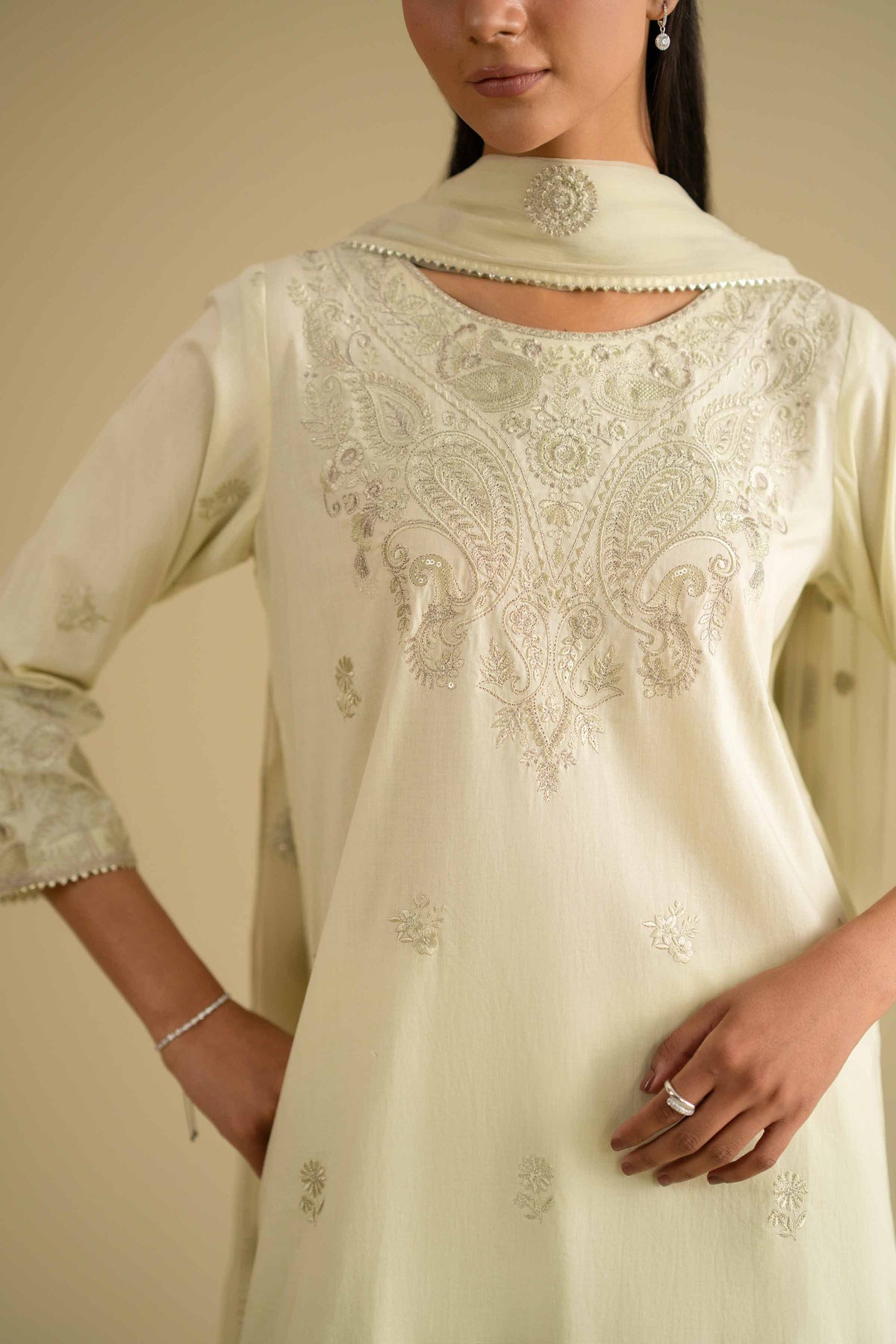 3 Piece - Embroidered Suit - KFE26-88Green Cambric 3PC Embroidered Nishat Australia