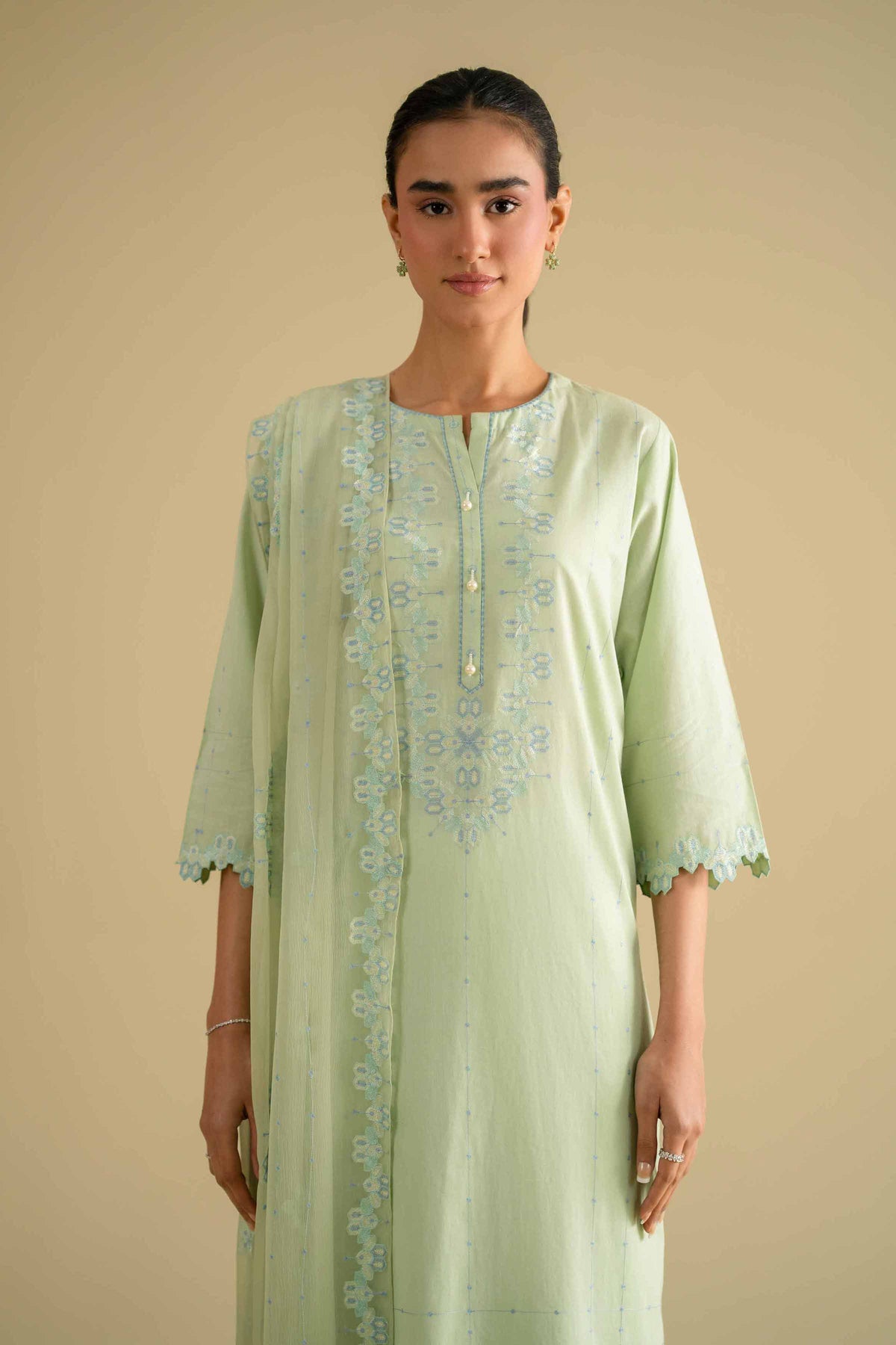 3 Piece - Embroidered Suit - KFE26-93Green Yarn Dyed 3PC Embroidered Nishat Australia