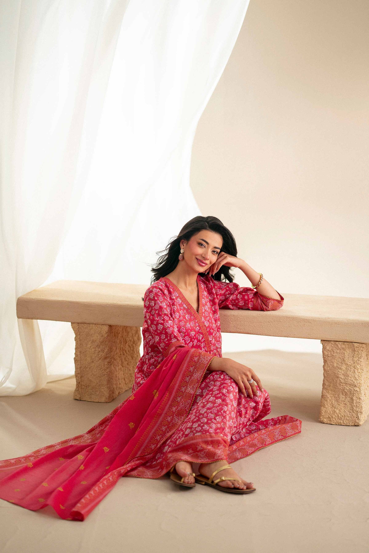 3 Piece - Printed Suit - KFS25-127 Red Lawn 3PC Printed Nishat Australia