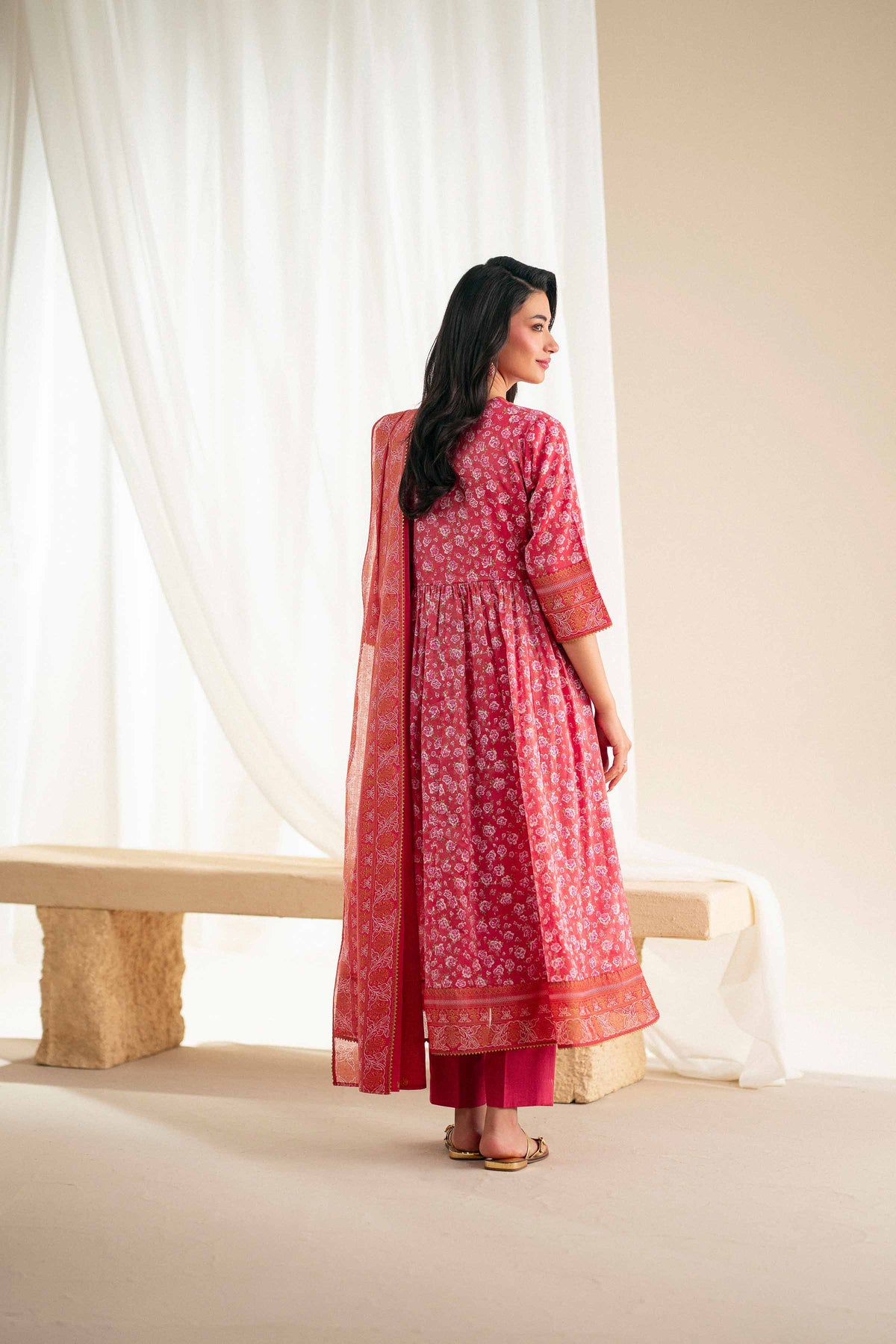 3 Piece - Printed Suit - KFS25-127 Red Lawn 3PC Printed Nishat Australia