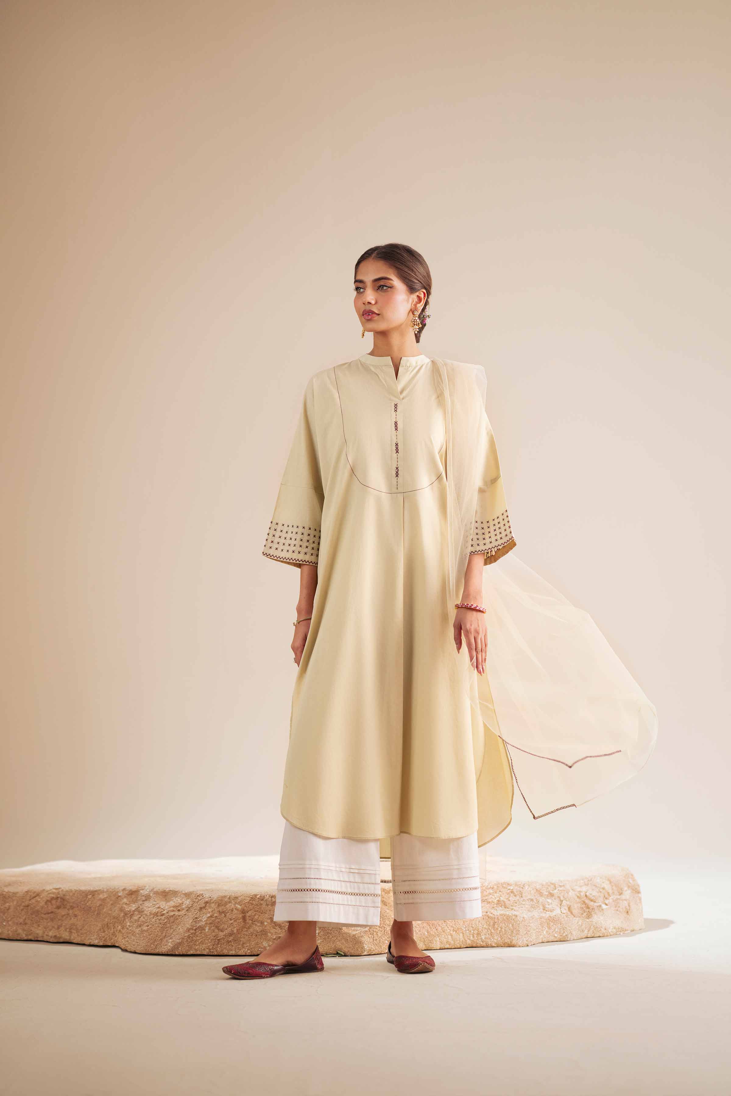 2 Piece - Basic Suit - KFS25-88 READY TO WEAR - LUXURY Yellow Cambric 2PC Solids