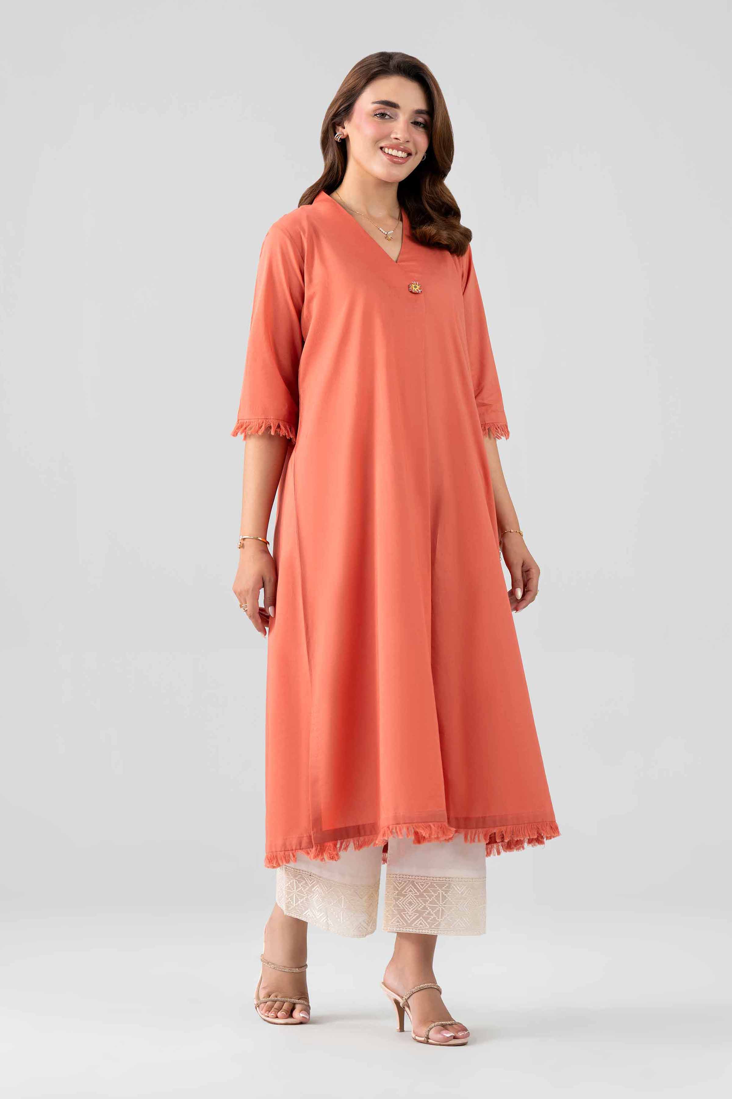 2 Piece - Embroidered Suit - KFS26-17 Orange Cambric 2PC Embroidered Nishat Australia