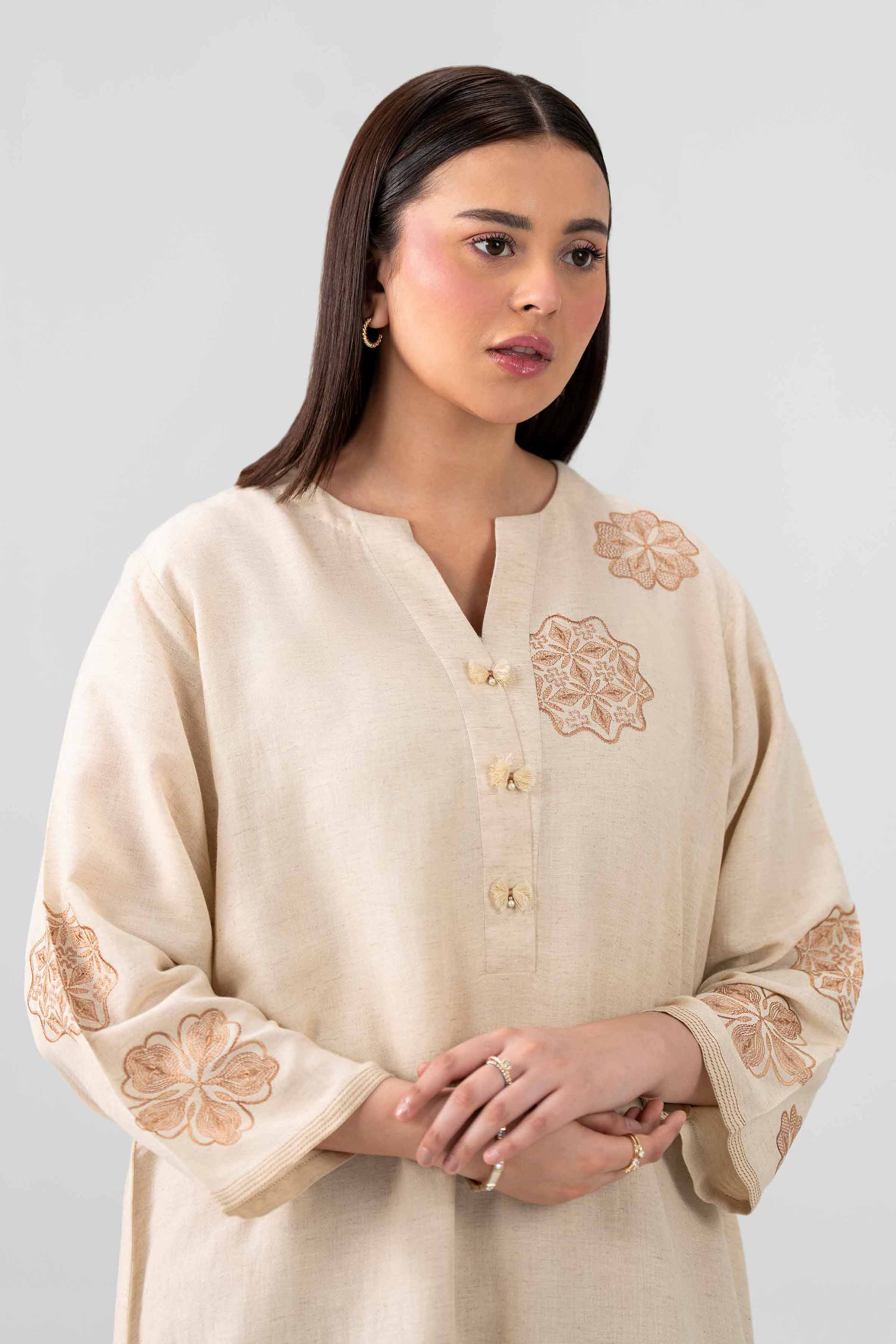 2 Piece - Embroidered Suit - KFS26-31 Beige Cotton 2PC Embroidered Nishat Australia