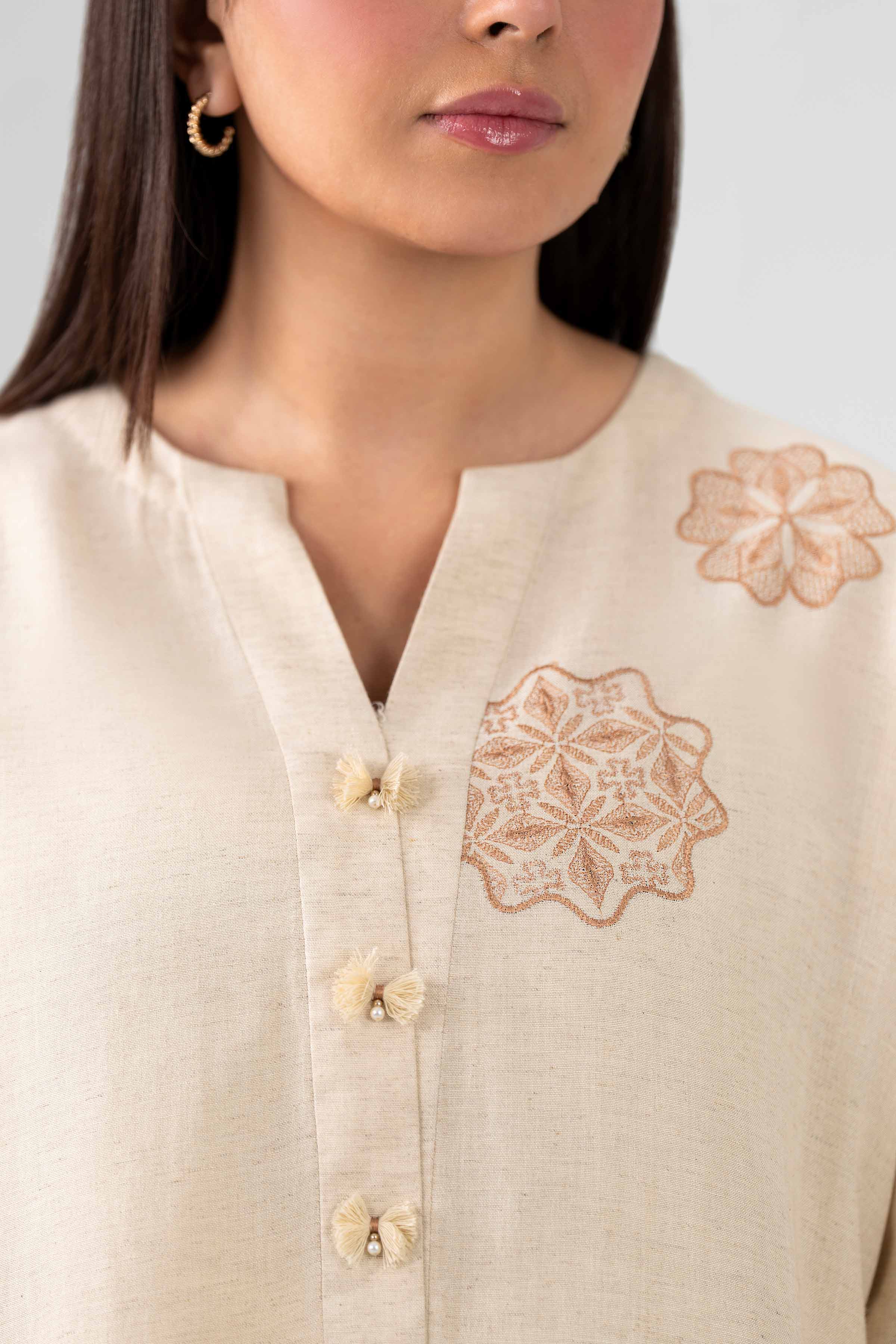 2 Piece - Embroidered Suit - KFS26-31 Beige Cotton 2PC Embroidered Nishat Australia