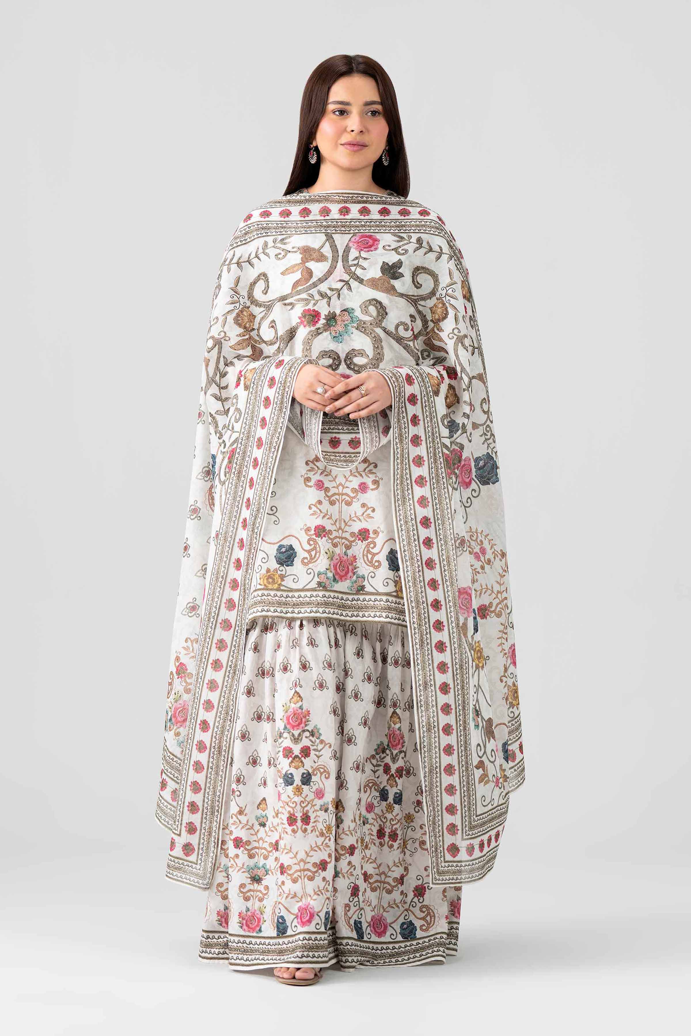 3 Piece - Printed Embroidered Suit - KFS26-48 Grey Lawn 3PC Embroidered Nishat Australia