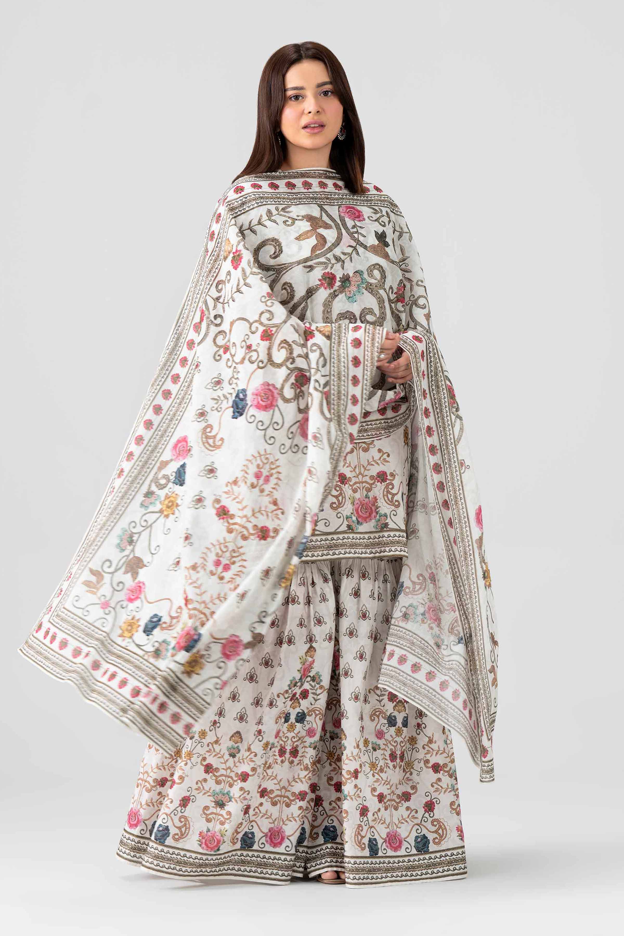 3 Piece - Printed Embroidered Suit - KFS26-48 Grey Lawn 3PC Embroidered Nishat Australia