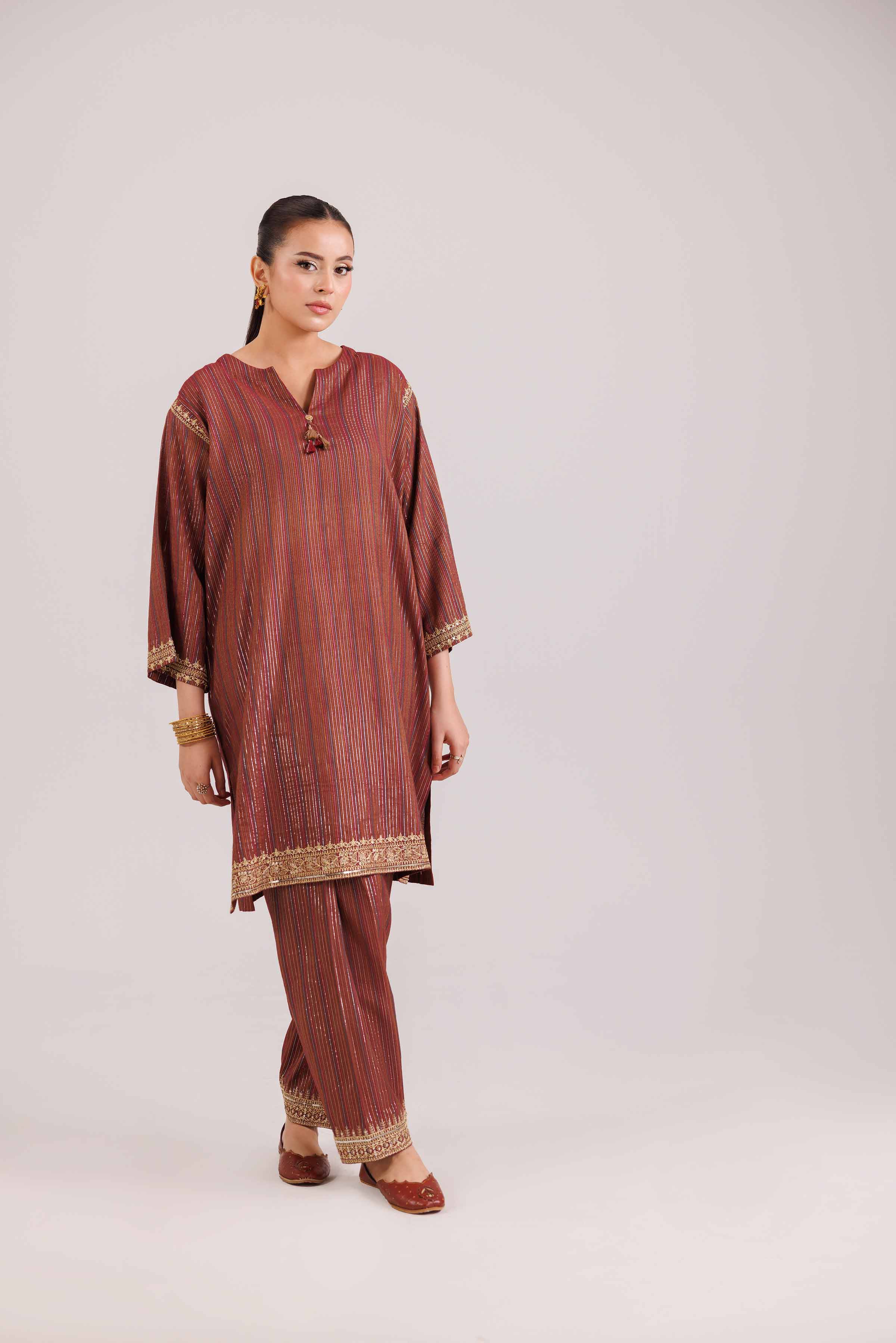 2 Piece - Embroidered Suit - KFW25-139 READY TO WEAR - LUXURY Multi Yarn Dyed 2PC Embroidered