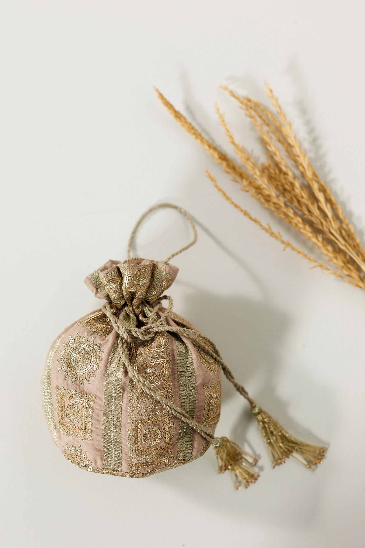 Embroidered Pouch - KFW25-152 Beige Silk 1PC Embroidered Nishat Australia