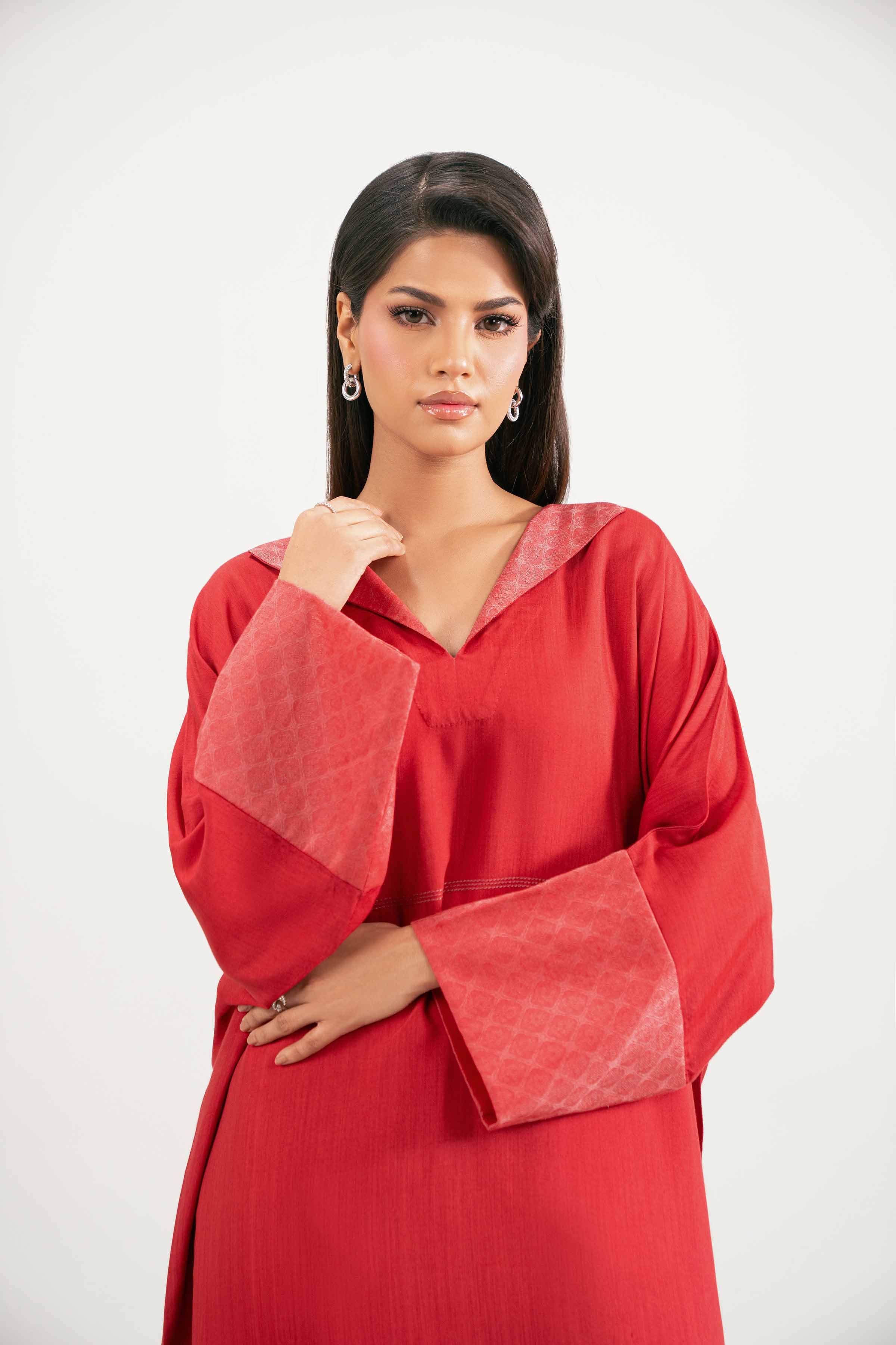 2 Piece - Basic Suit - KFW25-167 READY TO WEAR - LUXURY Red Viscose 2PC Solids