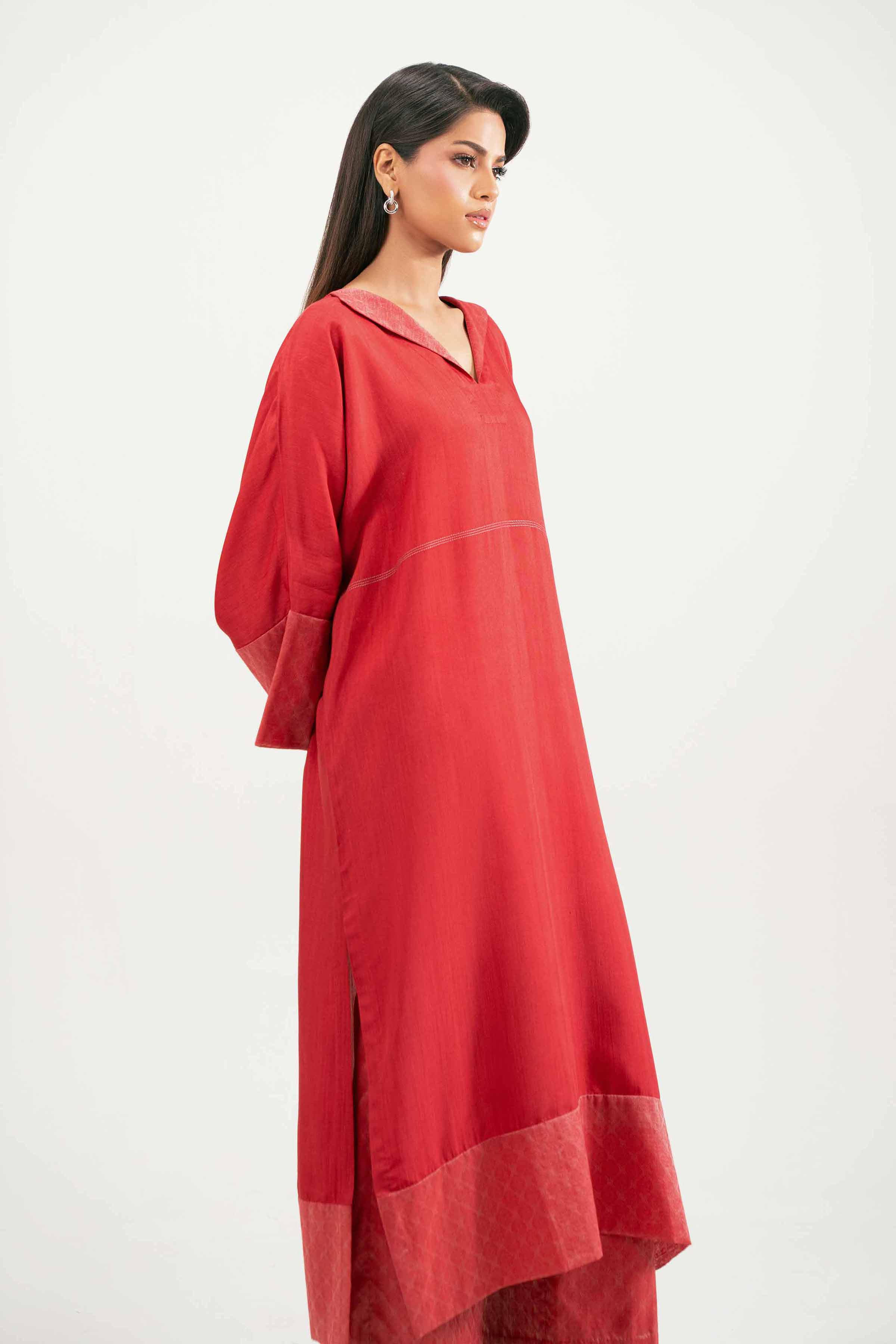 2 Piece - Basic Suit - KFW25-167 READY TO WEAR - LUXURY Red Viscose 2PC Solids