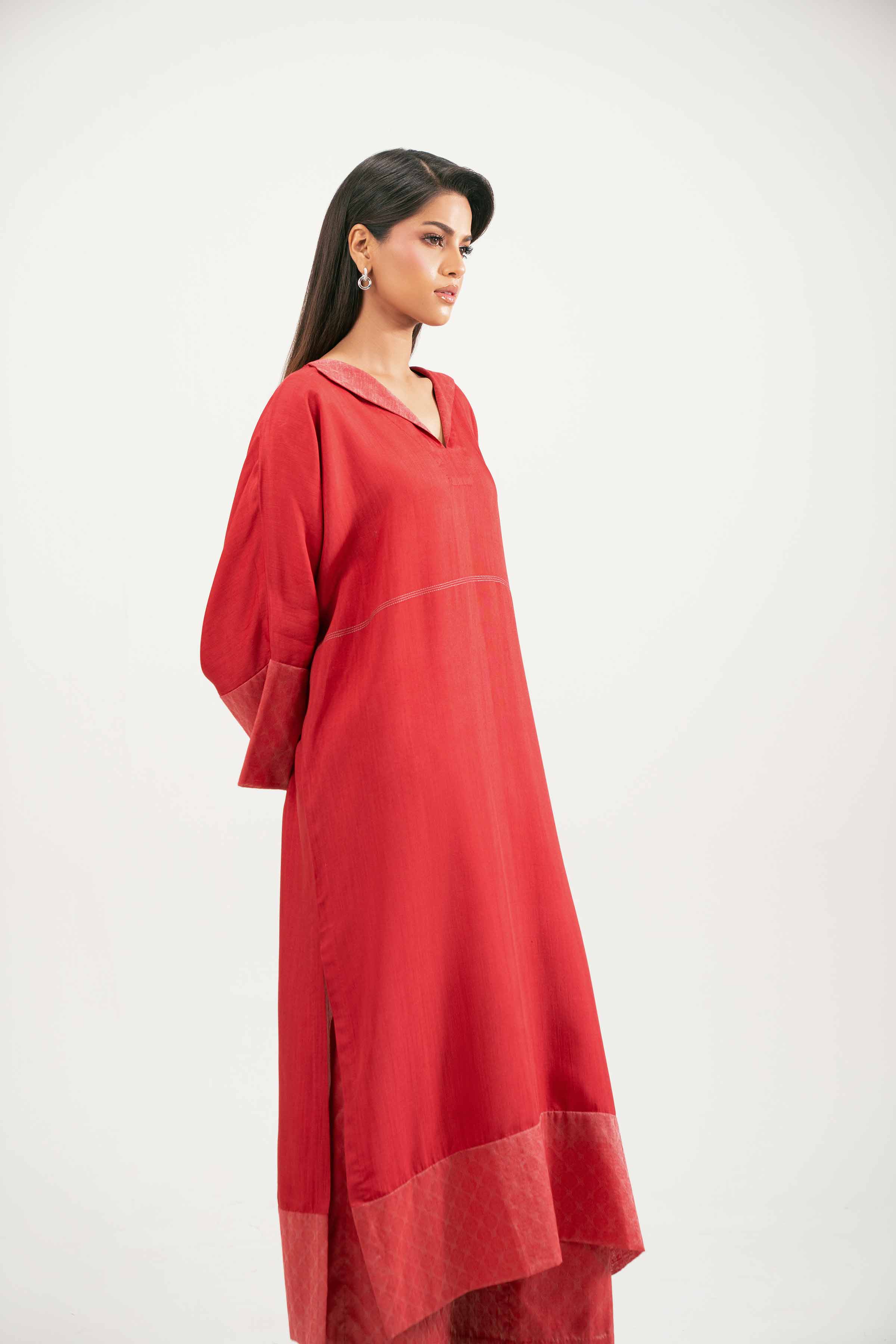 2 Piece - Basic Suit - KFW25-167 READY TO WEAR - LUXURY Red Viscose 2PC Solids