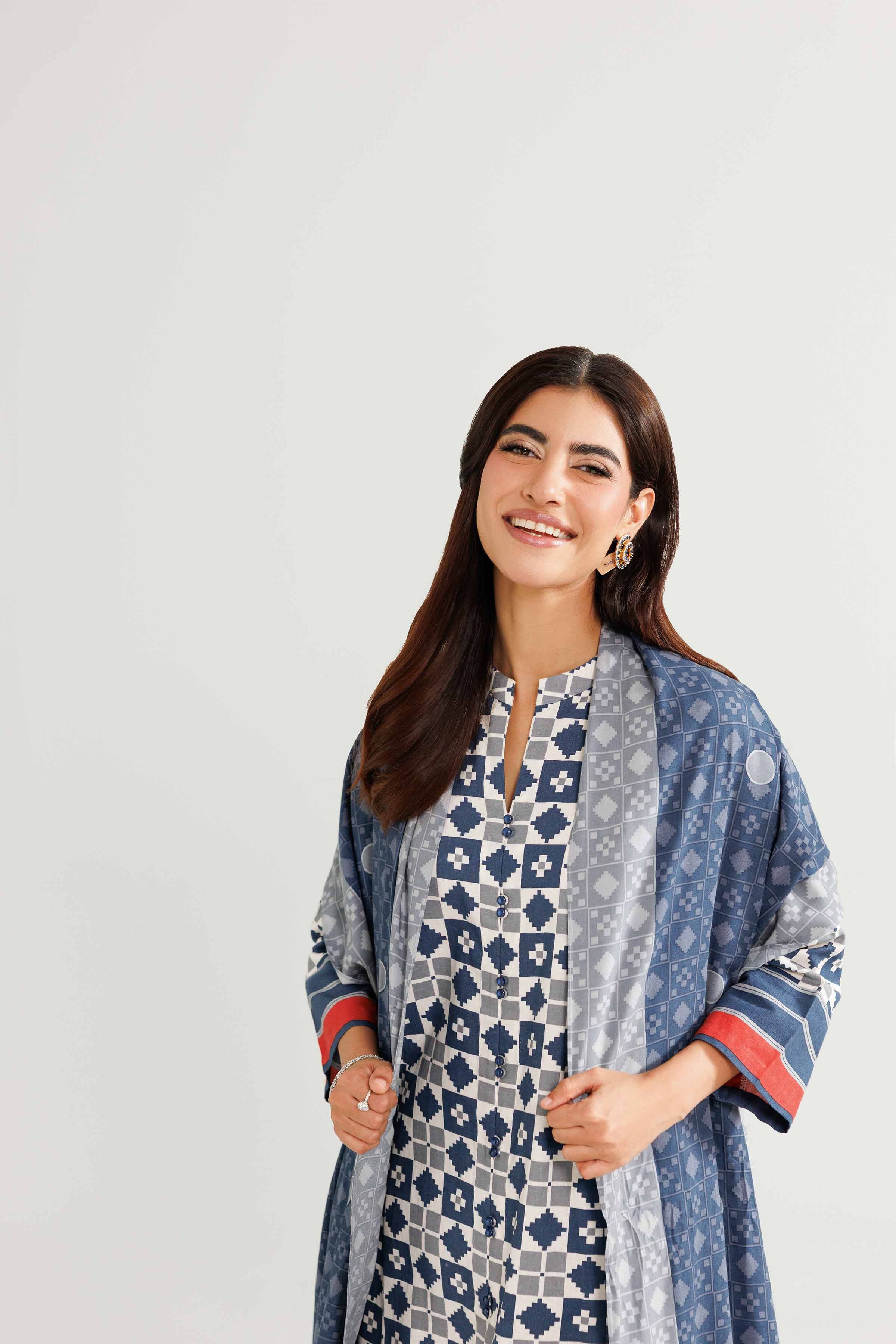 3 Piece - Printed Suit - KFW25-182 READY TO WEAR - LUXURY Multi Linen 3PC Printed
