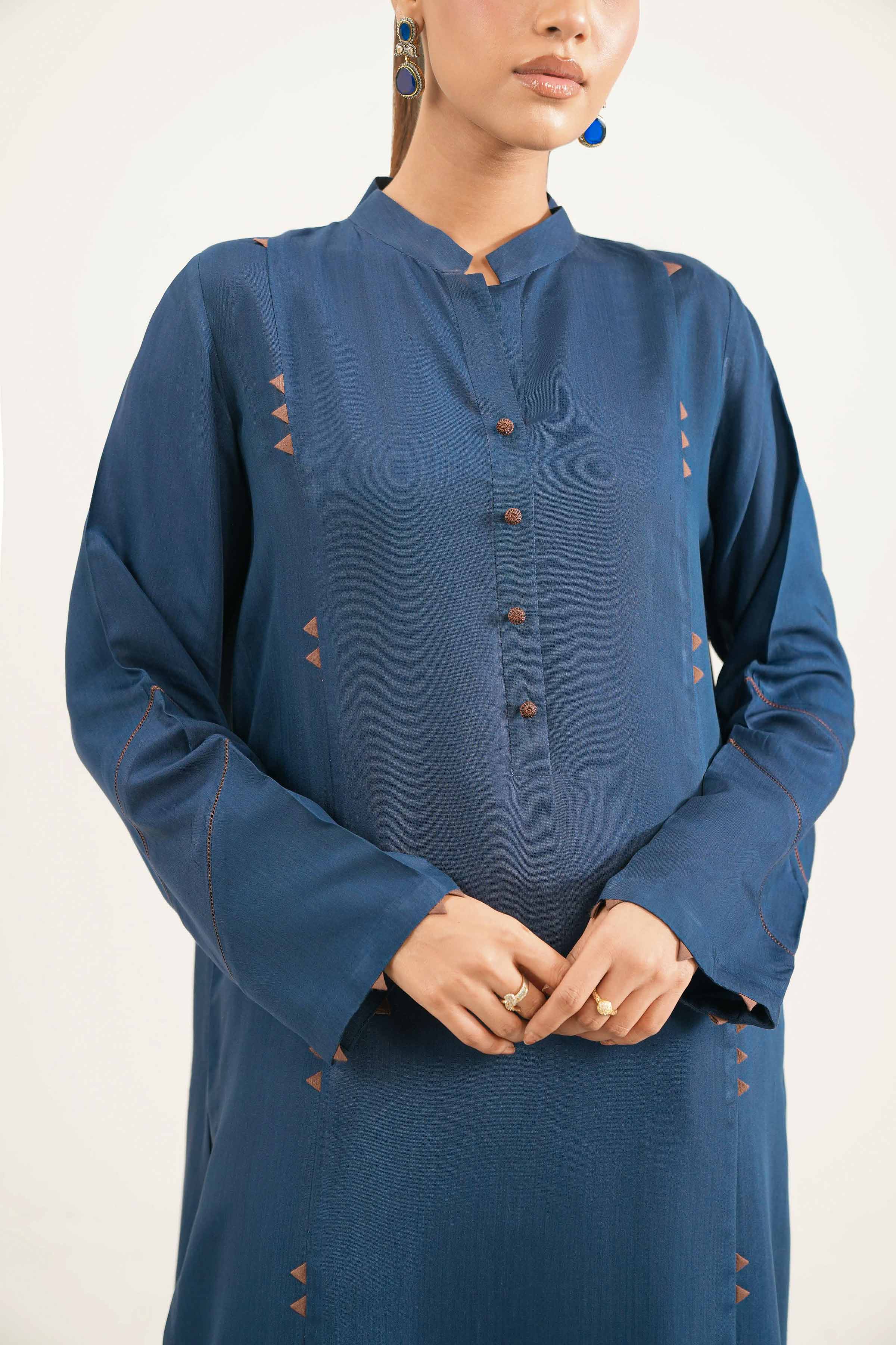 3 Piece - Basic Suit - KFW25-190 READY TO WEAR - LUXURY Blue Silk 3PC Solids