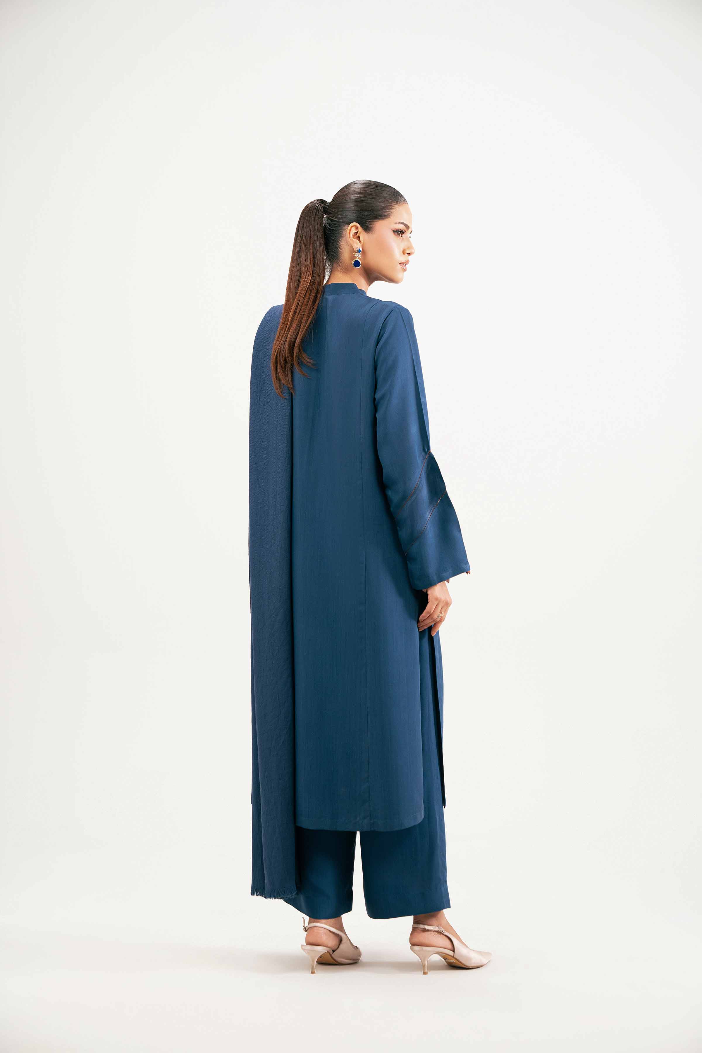 3 Piece - Basic Suit - KFW25-190 READY TO WEAR - LUXURY Blue Silk 3PC Solids