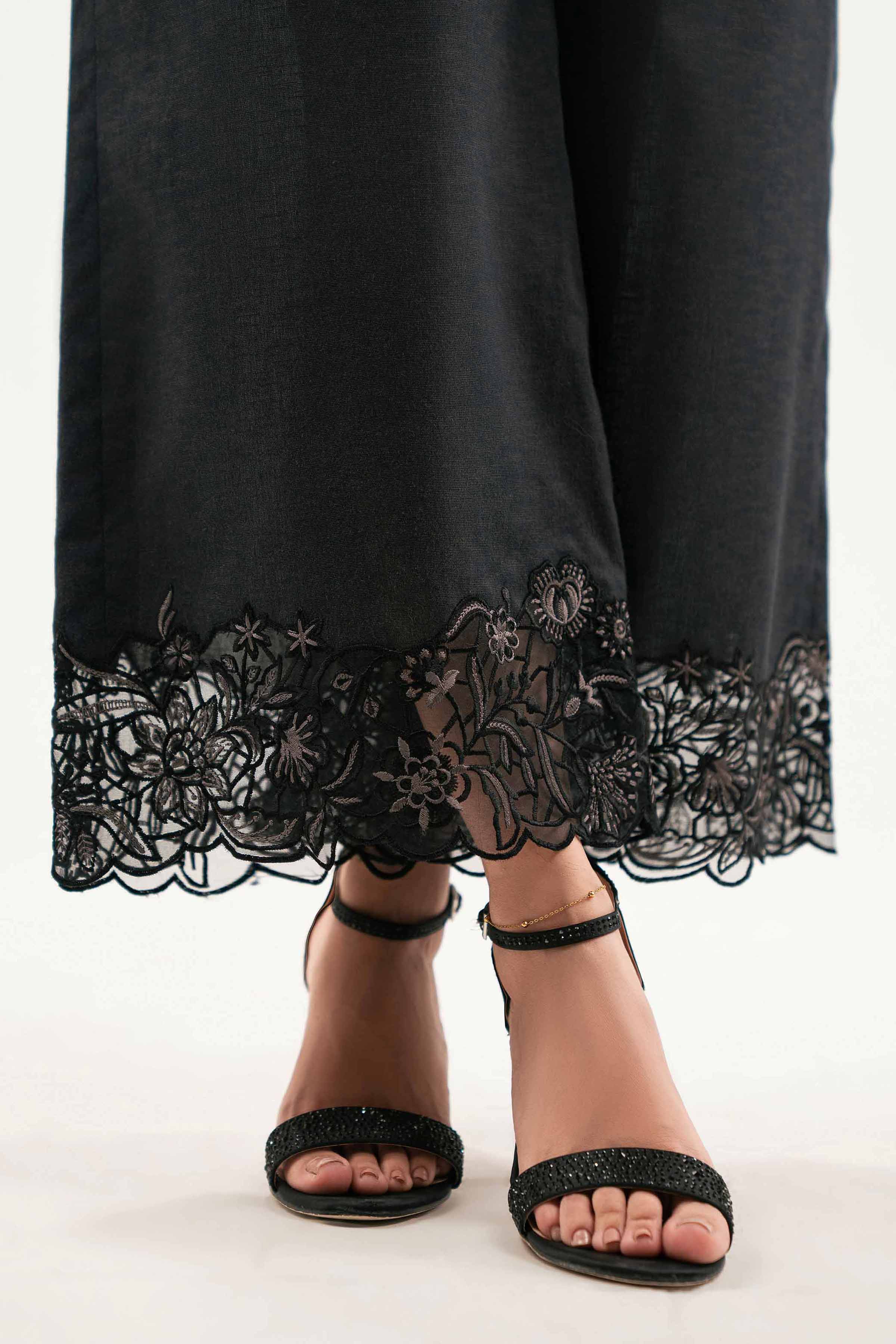 Embroidered Pants - KFW25-199 READY TO WEAR - LUXURY Black Karandi 1PC Embroidered