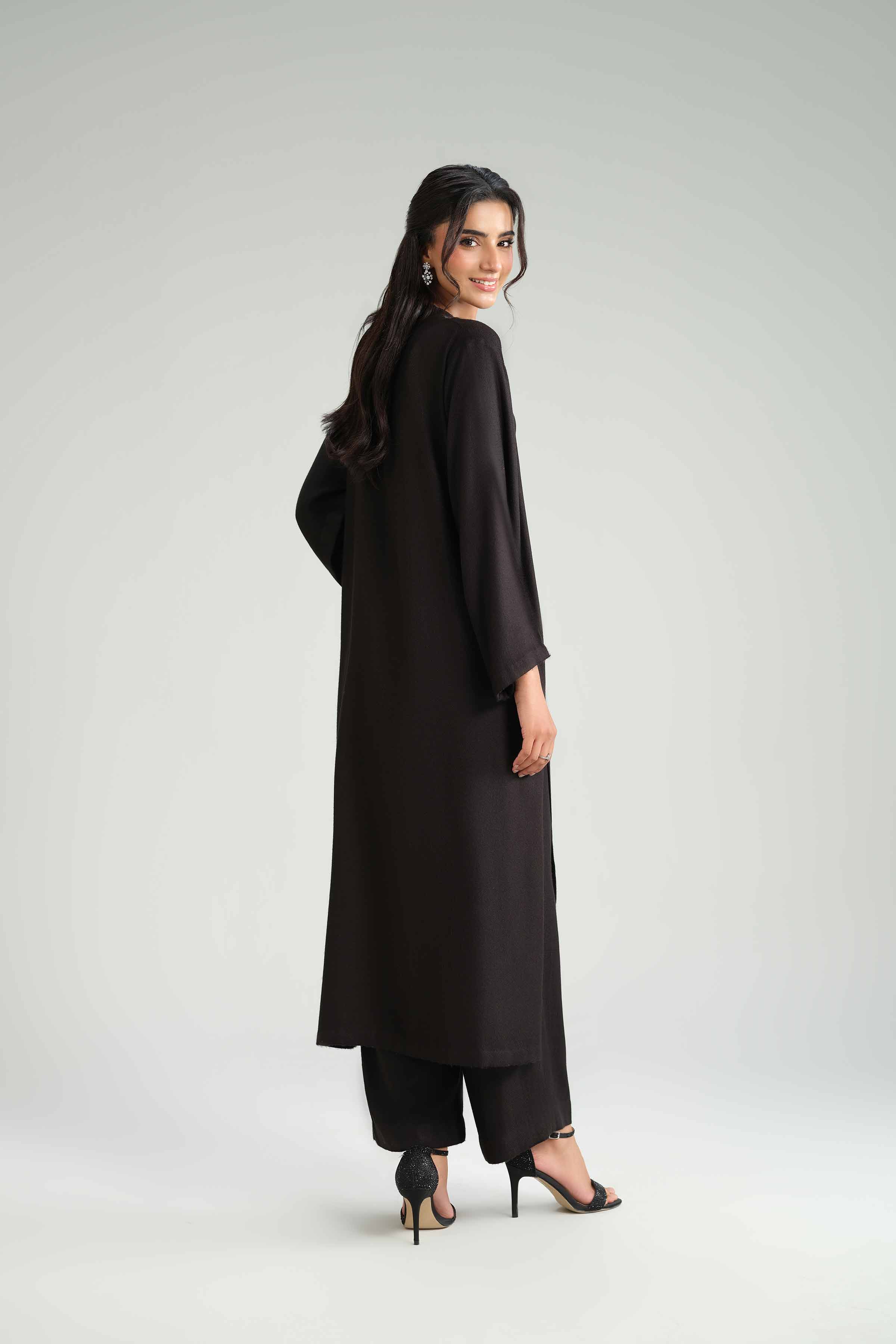 2 Piece - Embroidered Suit - KFW25-202 READY TO WEAR Black Wool 2PC Embroidered