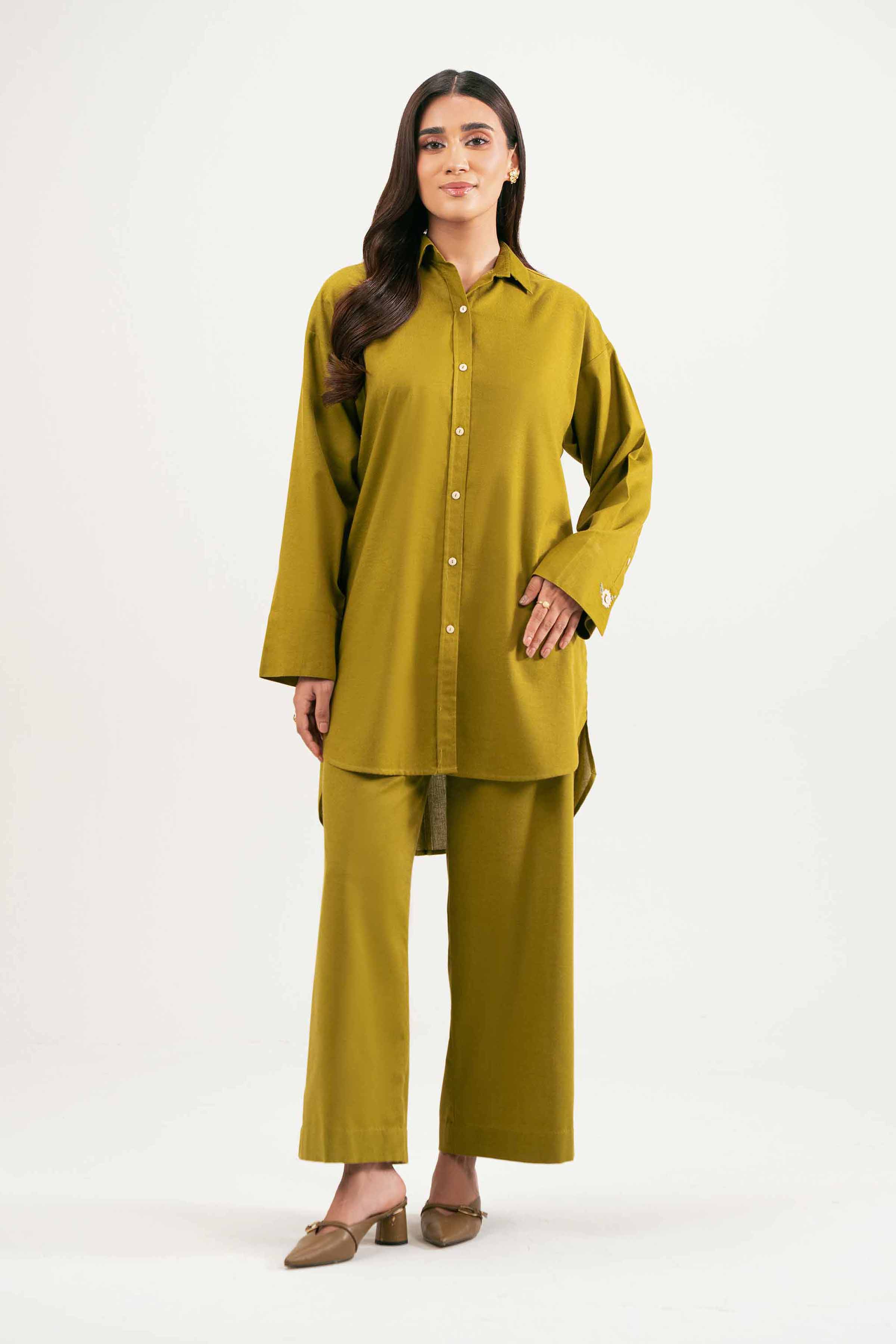 2 Piece - Basic Suit - KFW25-226 READY TO WEAR - LUXURY Green Karandi 2PC Solids
