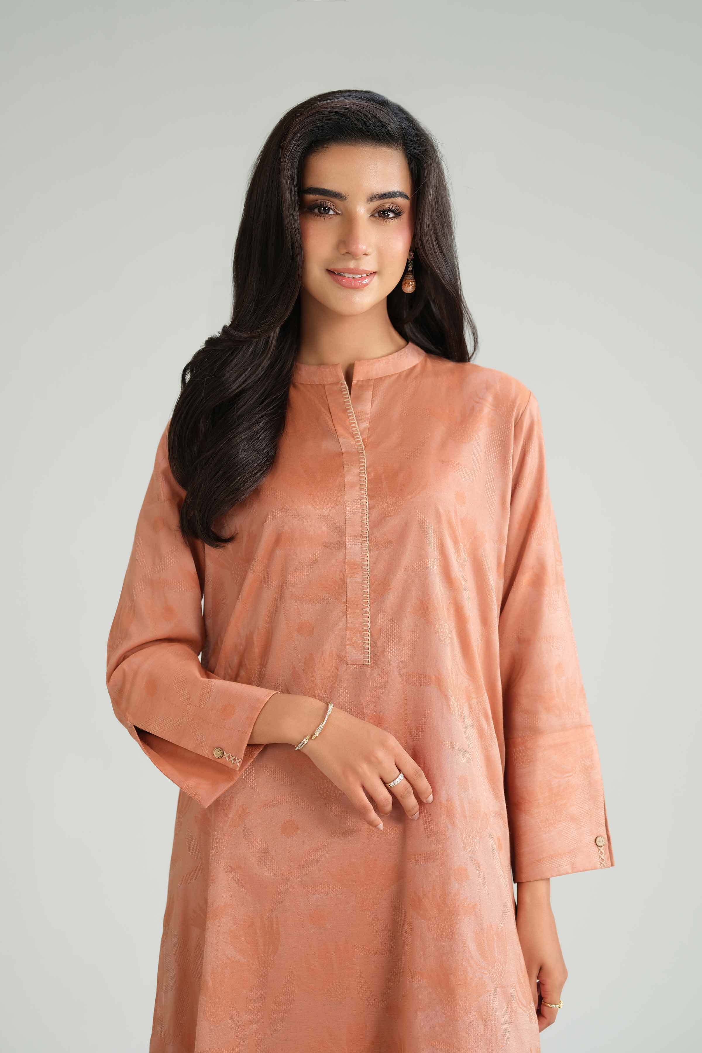 2 Piece - Basic Suit - KFW25-73 READY TO WEAR Pink Jacquard 2PC Solids