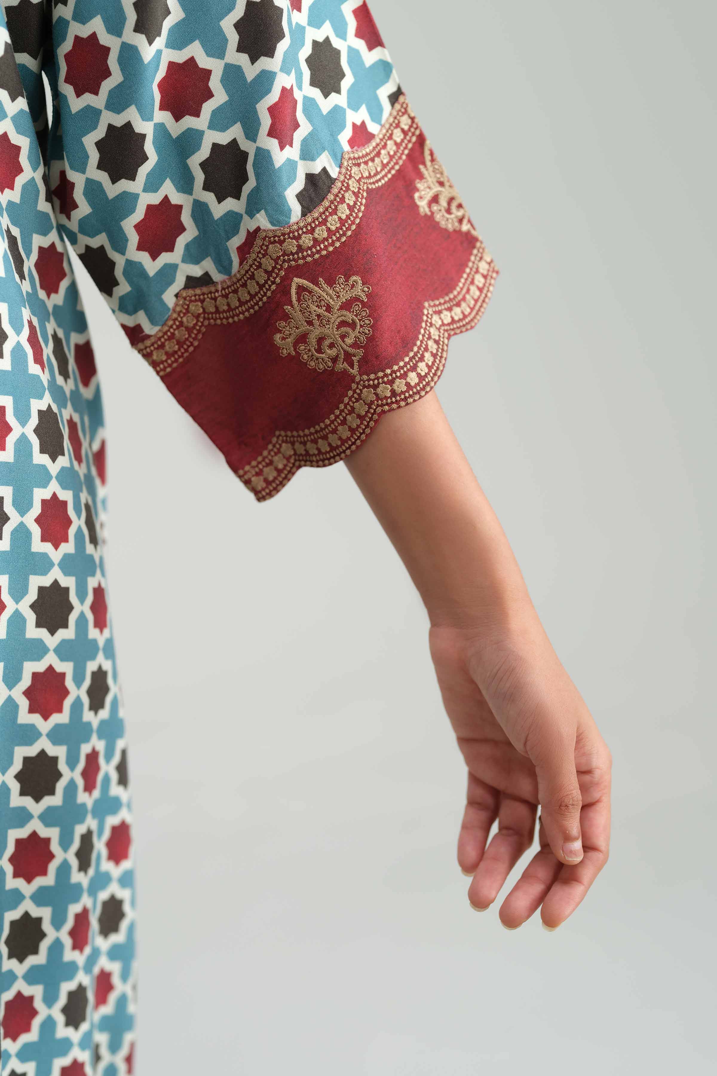 3 Piece - Printed Embroidered Suit - KFW25-80 READY TO WEAR - LUXURY Multi Silk 3PC Embroidered