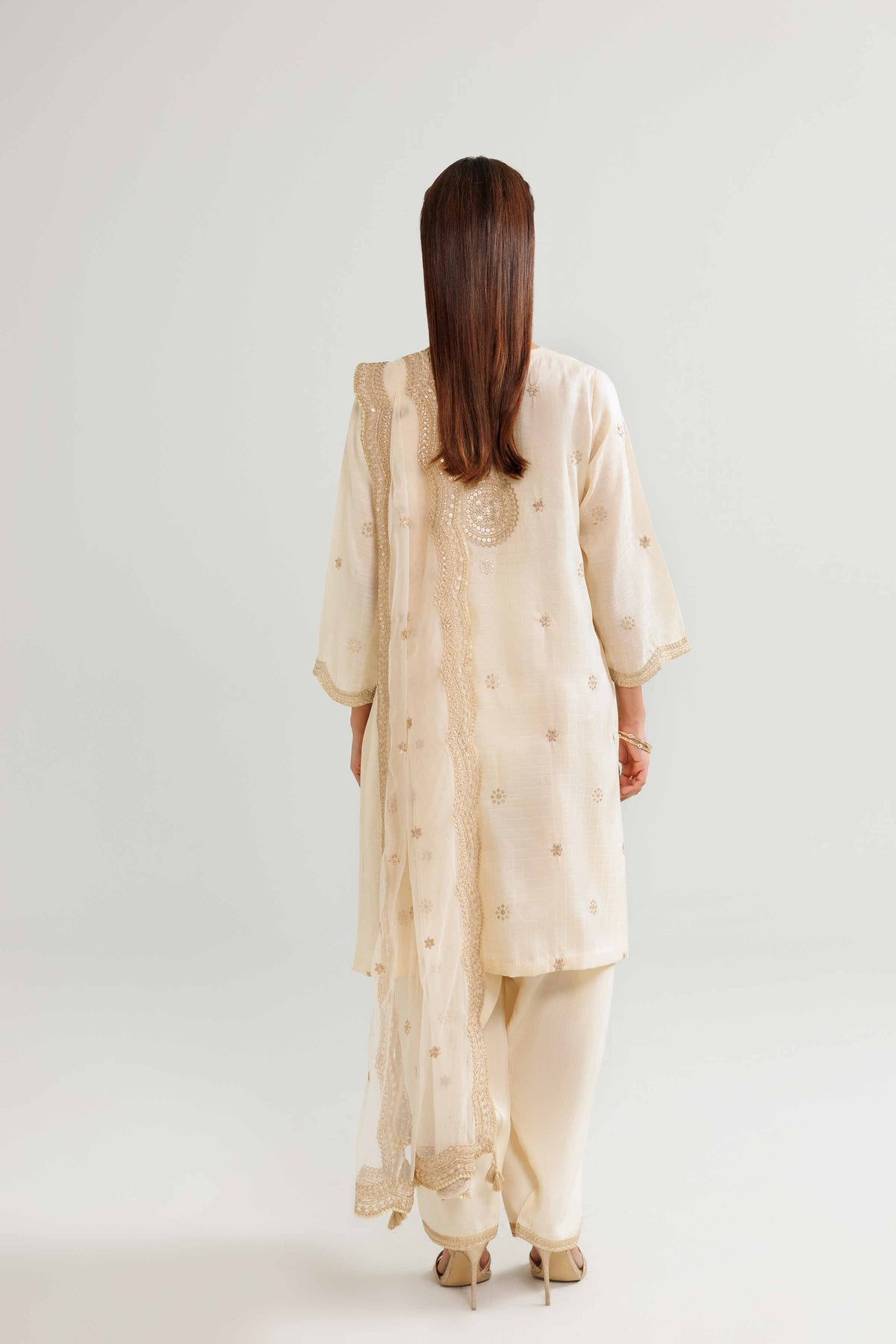3 Piece - Embroidered Suit - KFW25-85 White Silk 3PC Embroidered Nishat Australia