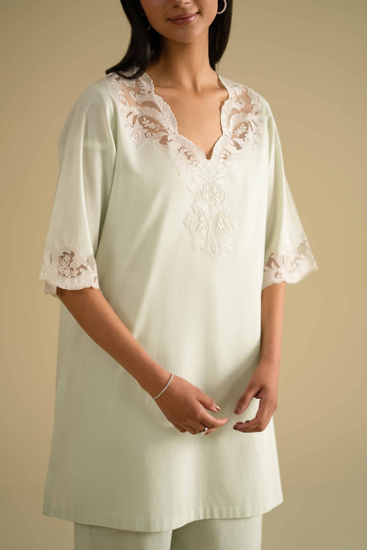 2 Piece - Embroidered Loungewear - KLS26-04Green Cambric 2PC Embroidered Nishat Australia