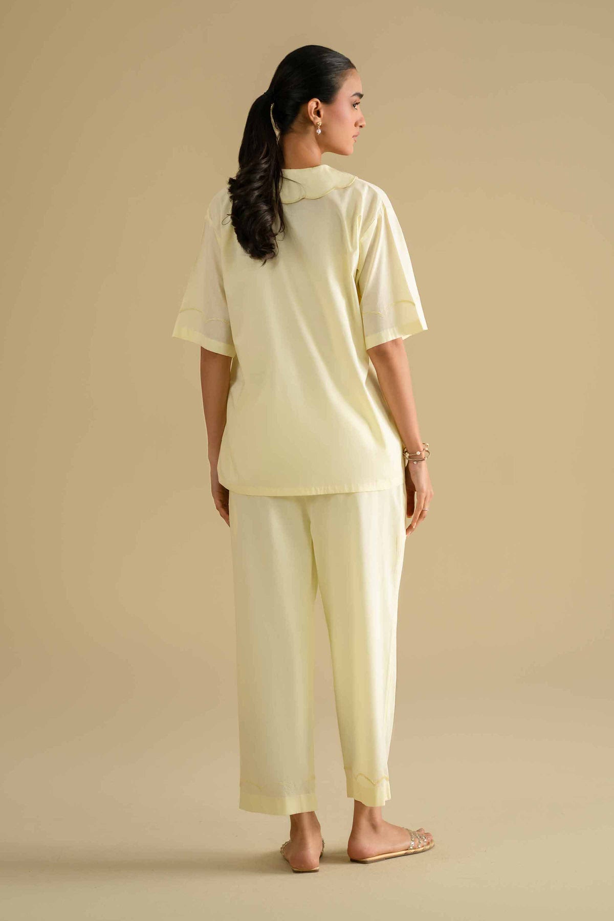 2 Piece - Embroidered Loungewear - KLS26-06Yellow Cambric 2PC Embroidered Nishat Australia