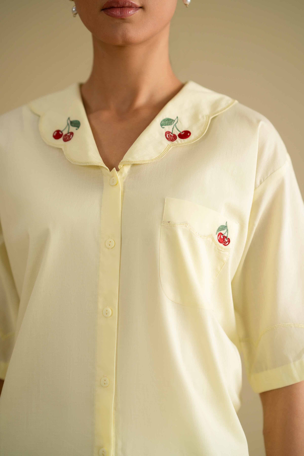 2 Piece - Embroidered Loungewear - KLS26-06Yellow Cambric 2PC Embroidered Nishat Australia