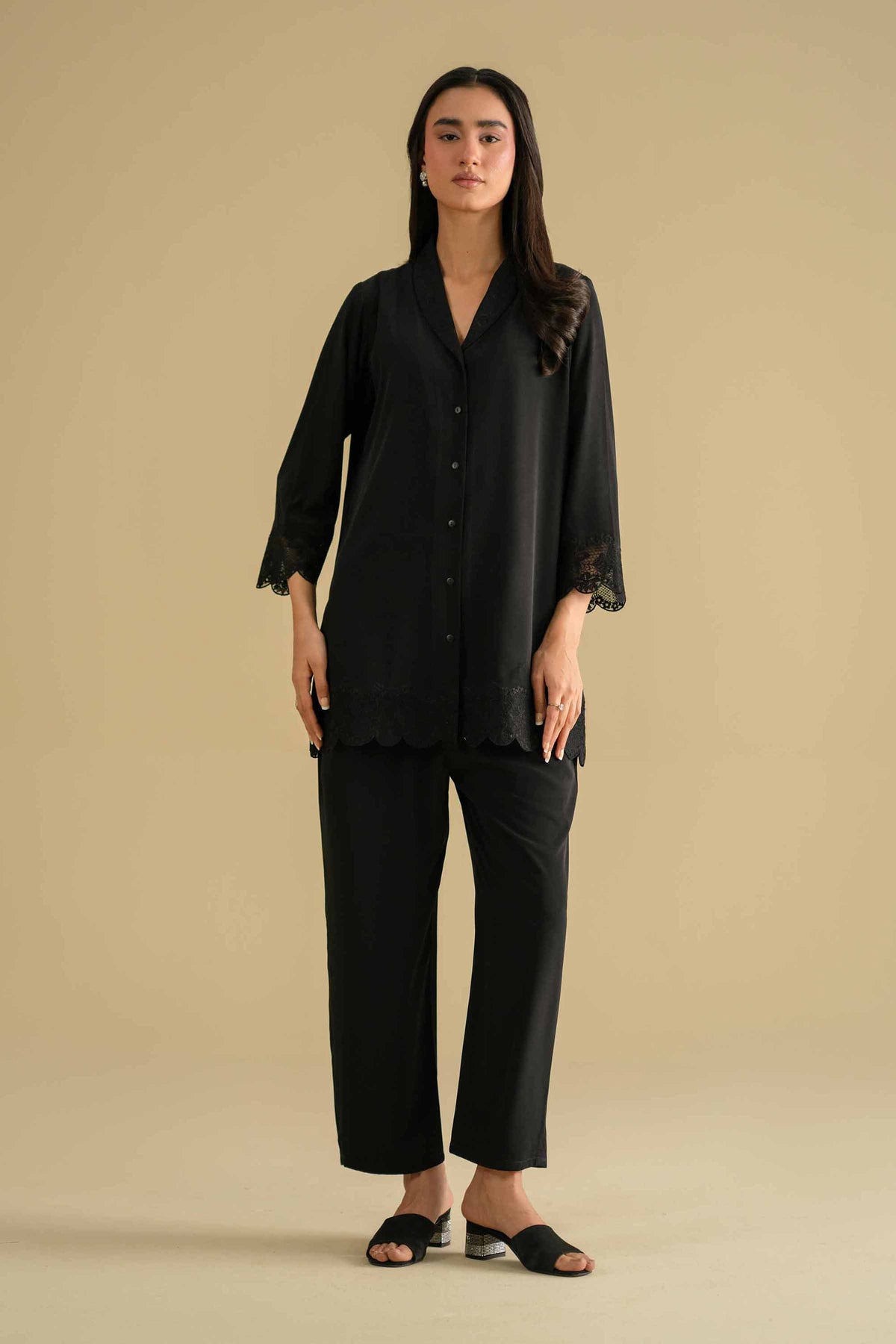 2 Piece - Embroidered Loungewear - KLS26-08Black Grip 2PC Embroidered Nishat Australia