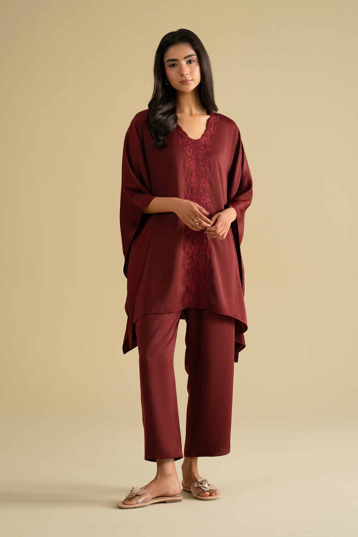 2 Piece - Embroidered Loungewear - KLS26-09Red Grip 2PC Embroidered Nishat Australia