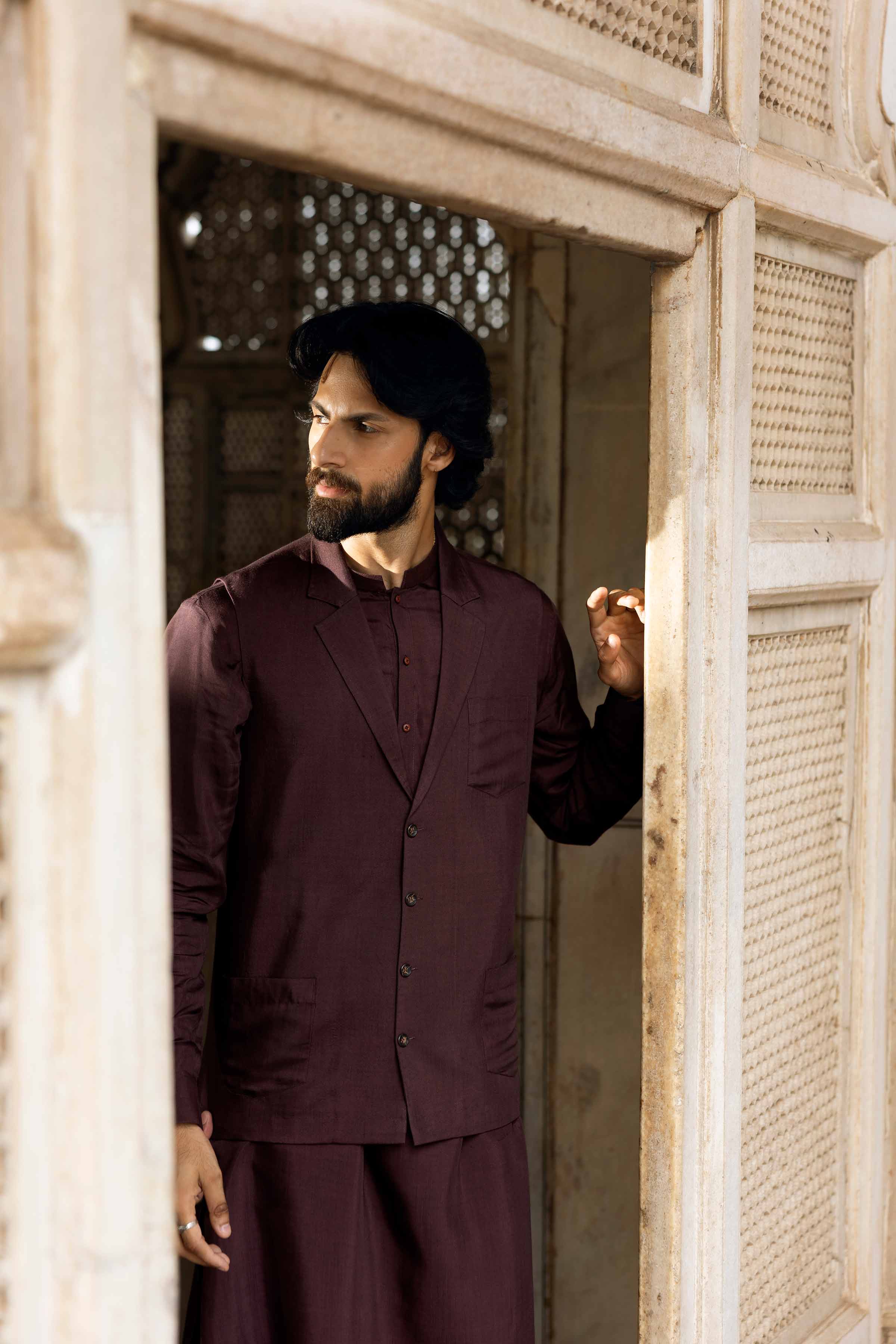 3 Piece - Basic Suit With Waistcoat - KNW25-07 Maroon Viscose 3PC Solids