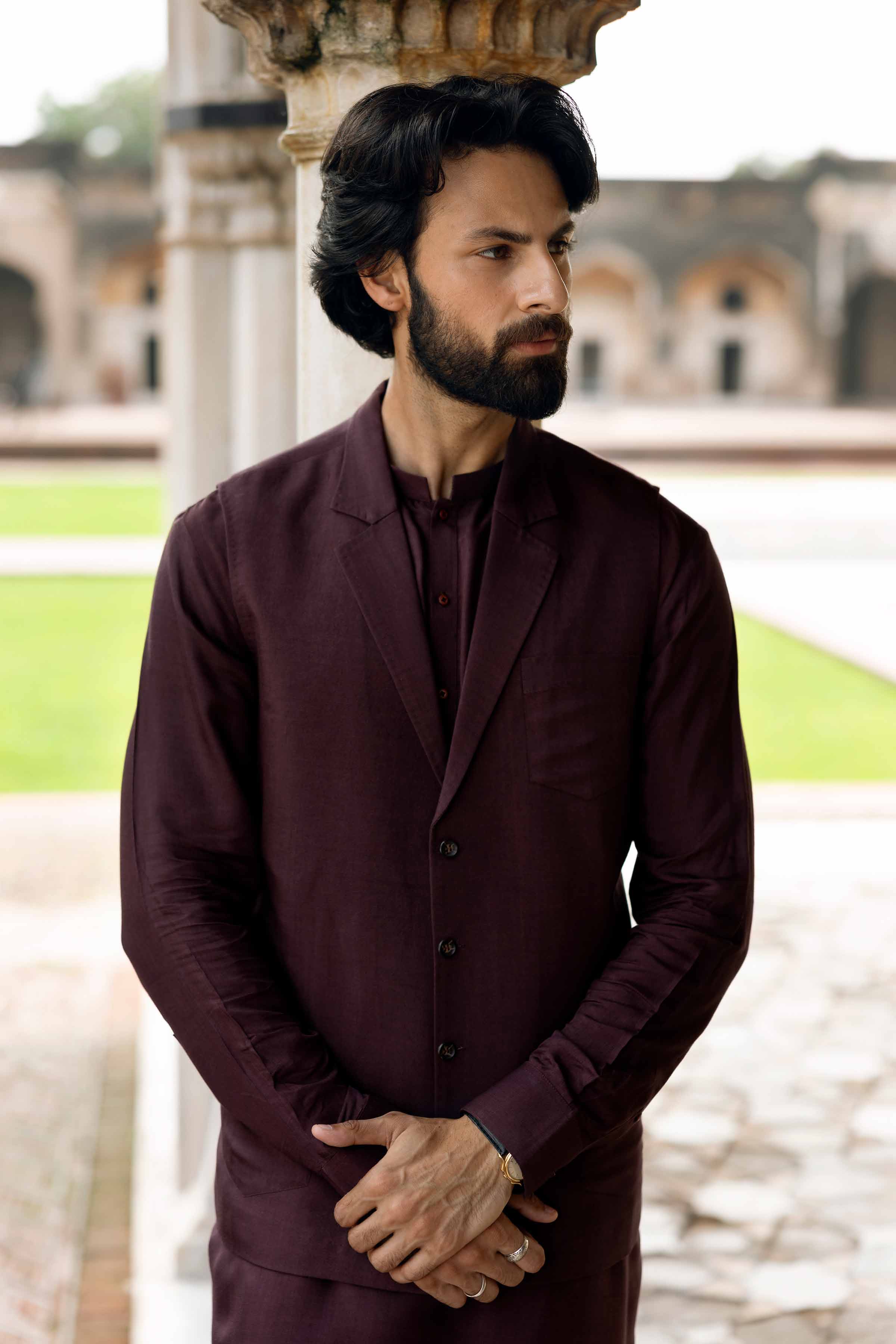 3 Piece - Basic Suit With Waistcoat - KNW25-07 Maroon Viscose 3PC Solids
