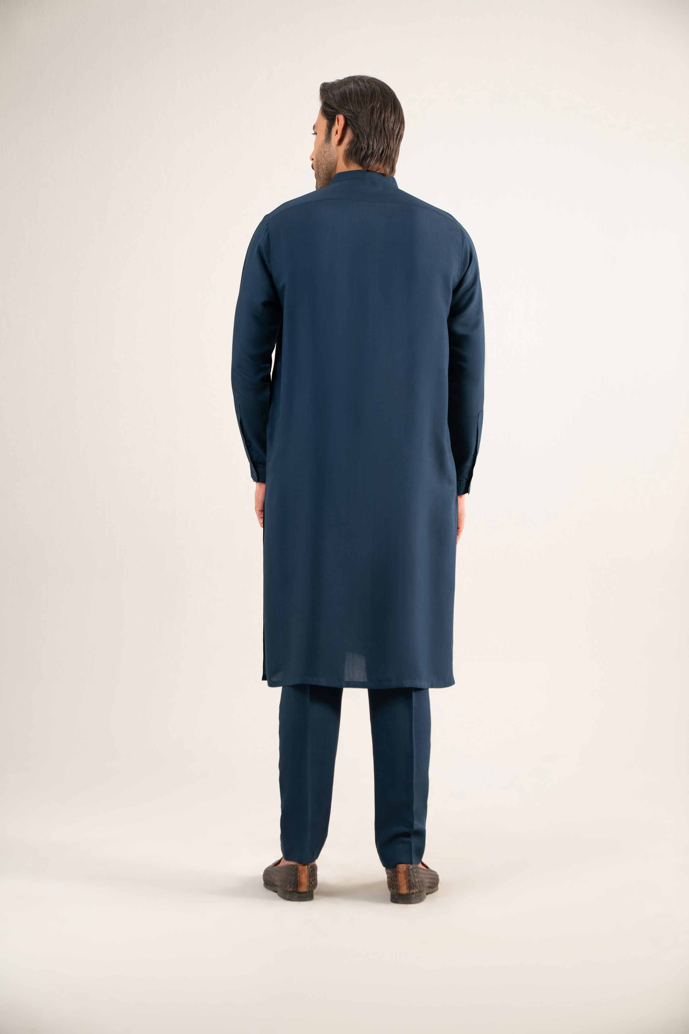 2 Piece - Basic Suit - KNW25-11 Ready To Wear Blue Viscose 2PC Solids