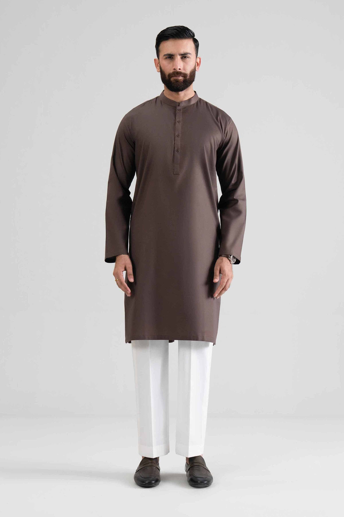 Solid Kurta - NQ26-011 Brown Cotton 1PC Solids Nishat Australia
