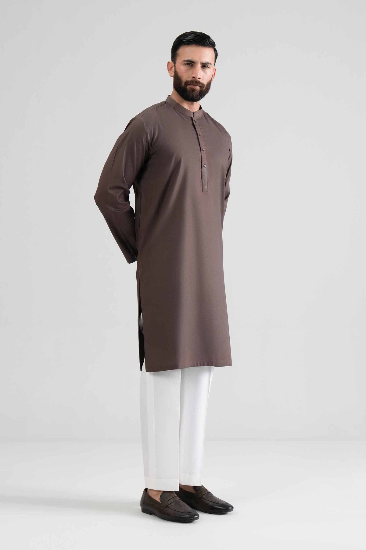 Solid Kurta - NQ26-011 Brown Cotton 1PC Solids Nishat Australia