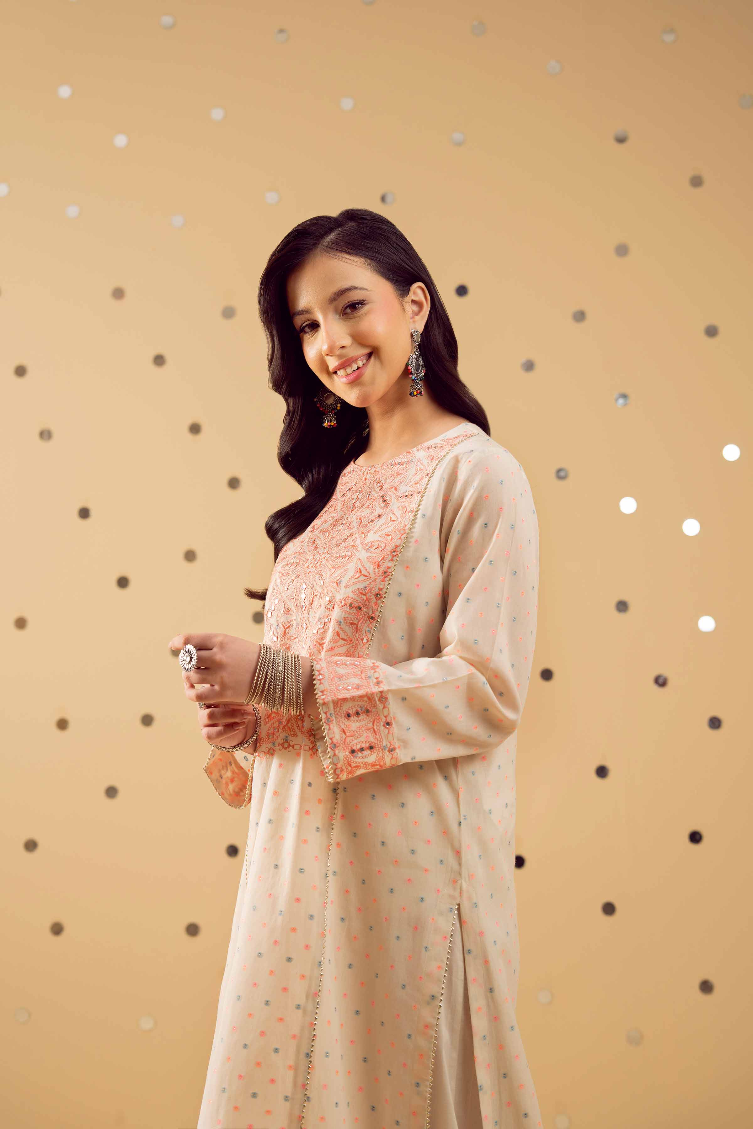 Embroidered Shirt - PE25-176 READY TO WEAR White Jacquard 1PC Embroidered