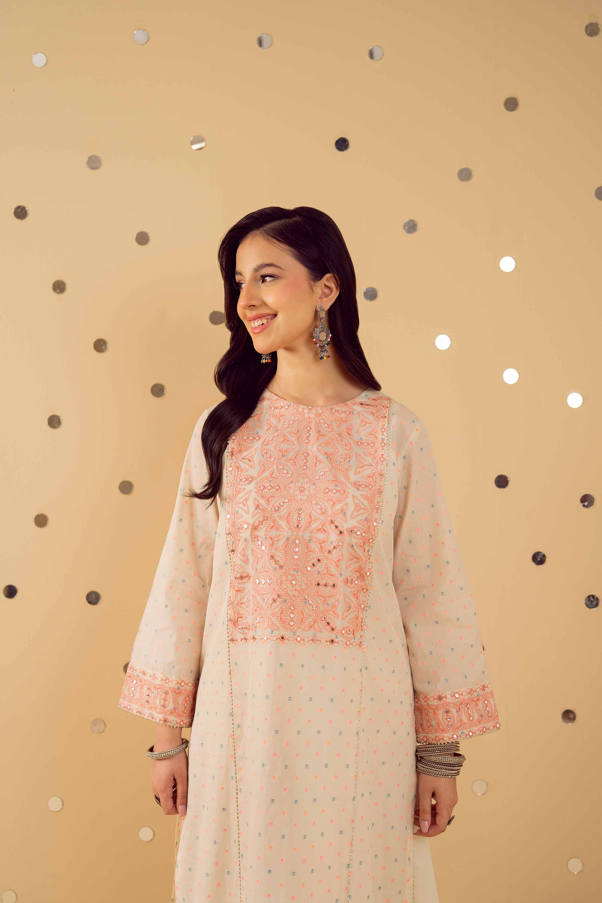 Embroidered Shirt - PE25-176 READY TO WEAR White Jacquard 1PC Embroidered