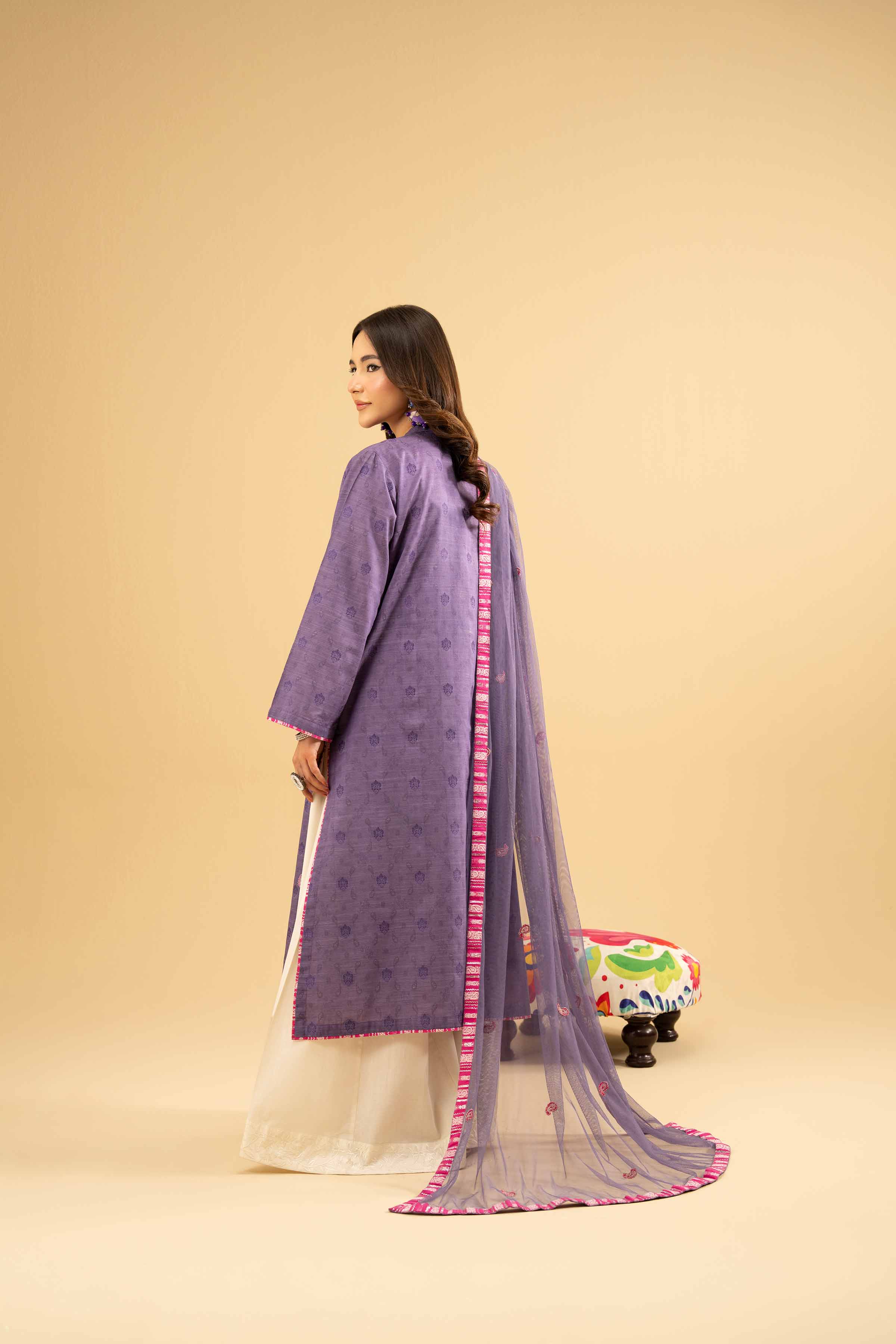 2 Piece - Embroidered Suit - PE25-471 READY TO WEAR Purple Jacquard 2PC Embroidered