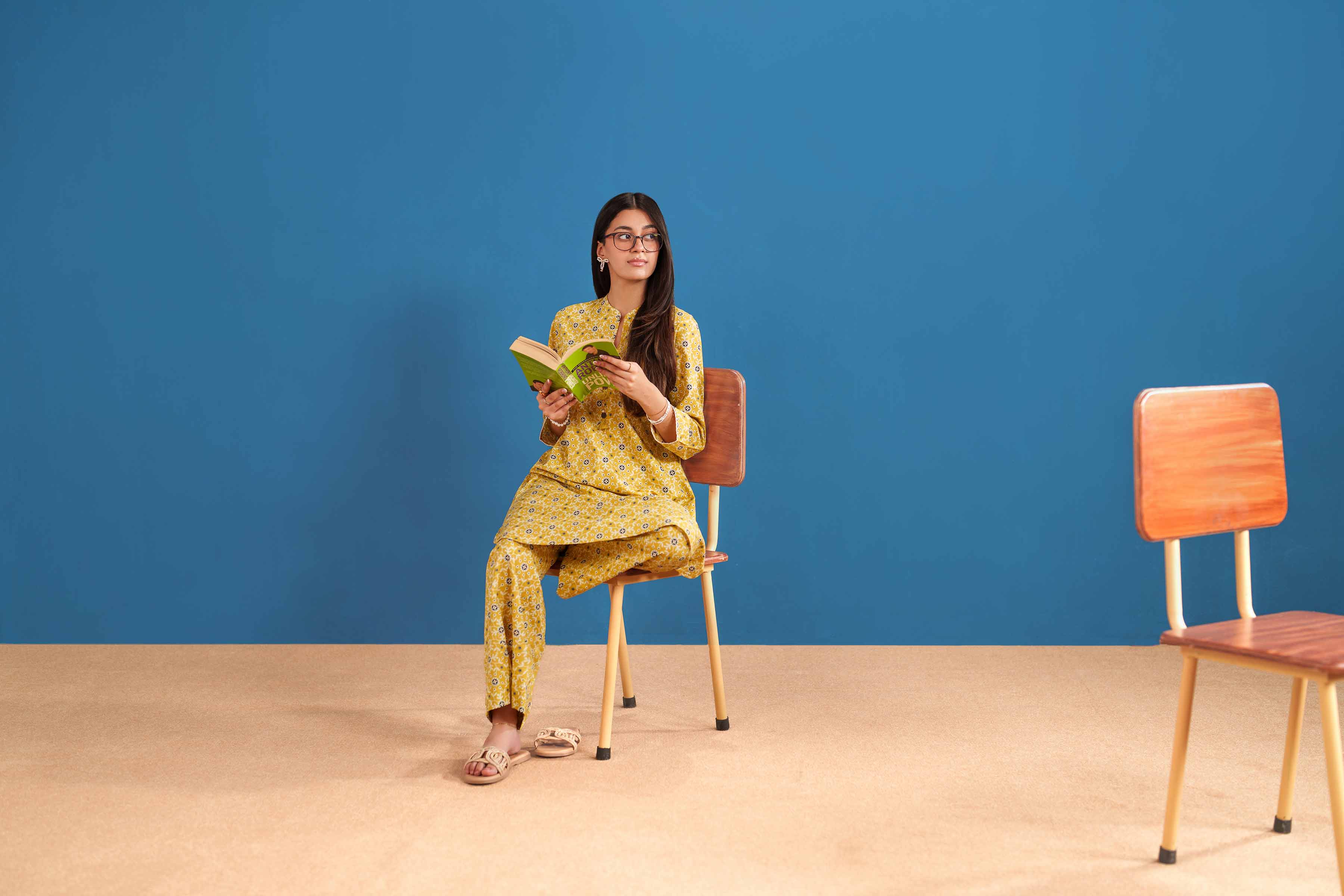 2 Piece - Printed Suit - PE25-522 READY TO WEAR Yellow Cambric 2PC Printed